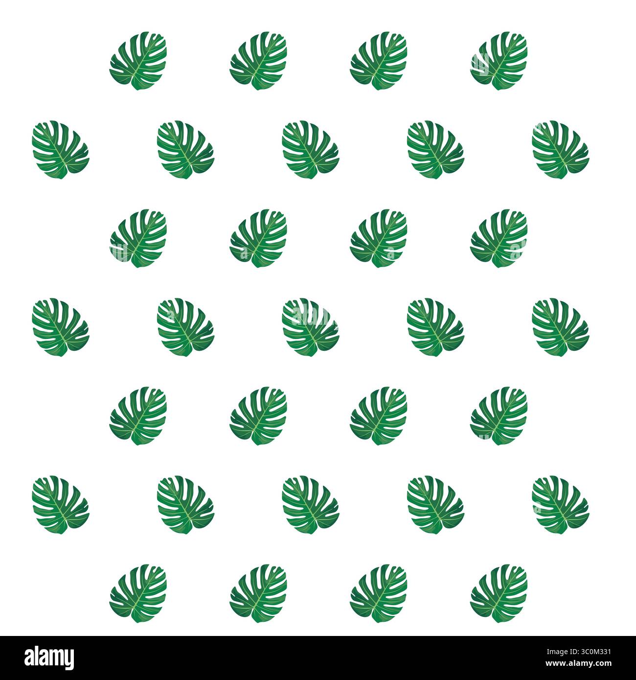 Vector Illustration. Tropical leaves, Dark green leaves of monstera or split-leaf philodendron. Pattern design Stock Vector