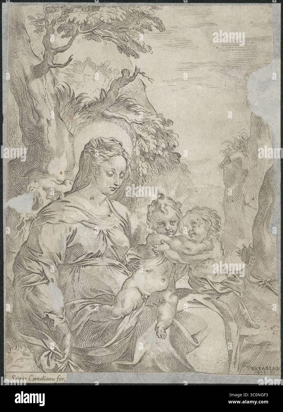 Maria met het Christuskind en Johannes de Doper op schoot 1592-1622 ...
