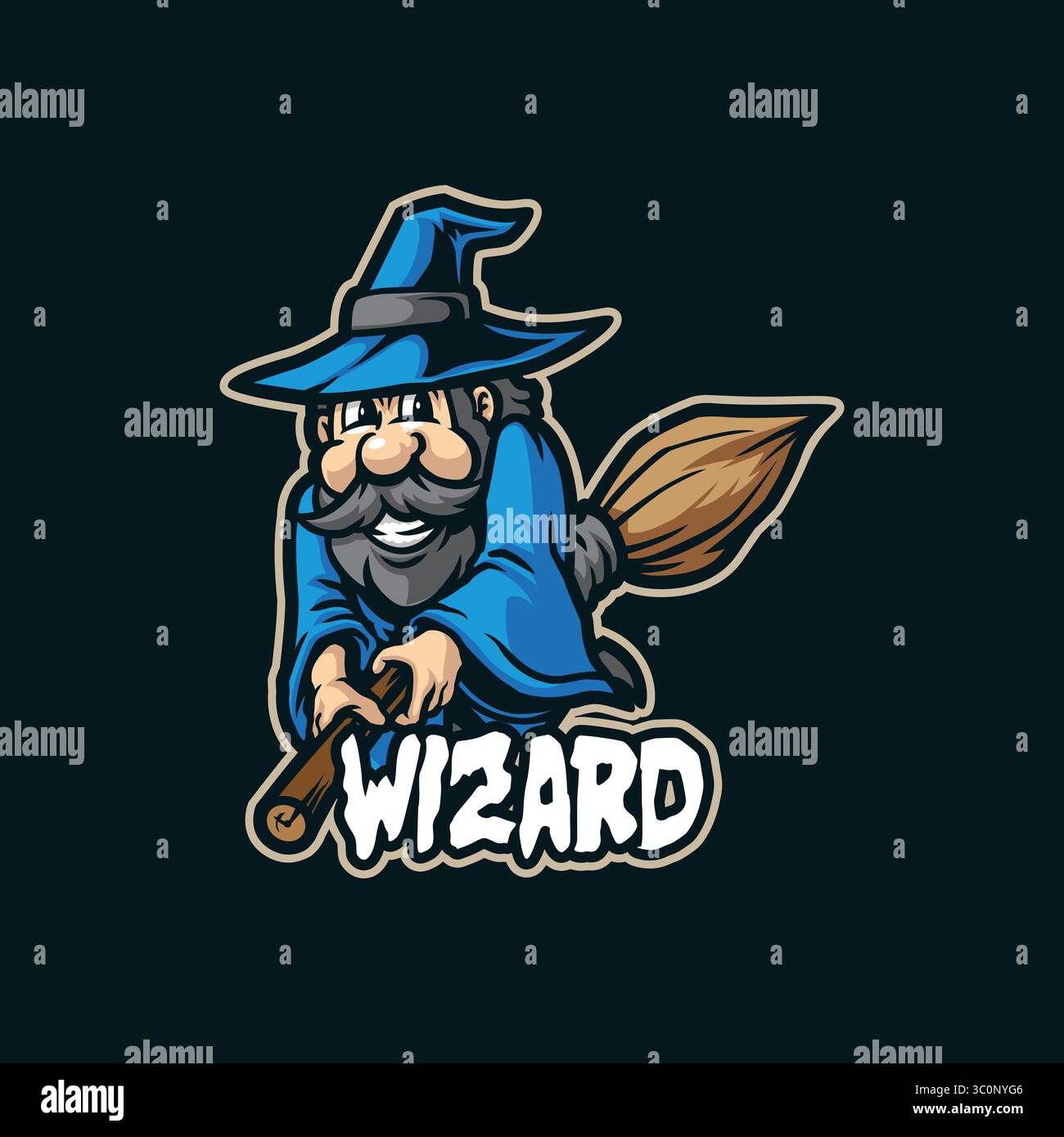 Wizard mascot logo design vector with modern illustration concept style ...