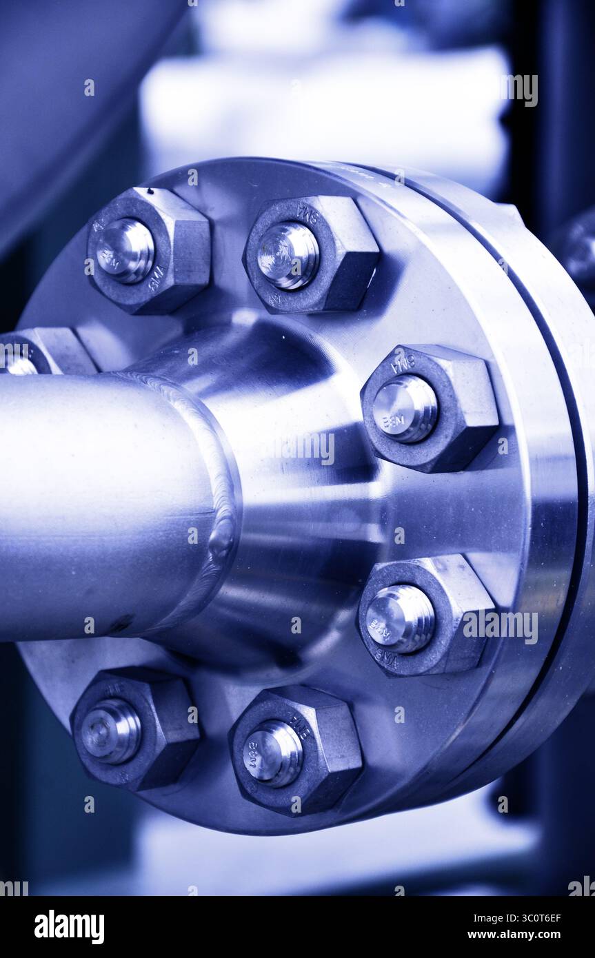 The flanged connection of pipeline Stock Photo - Alamy