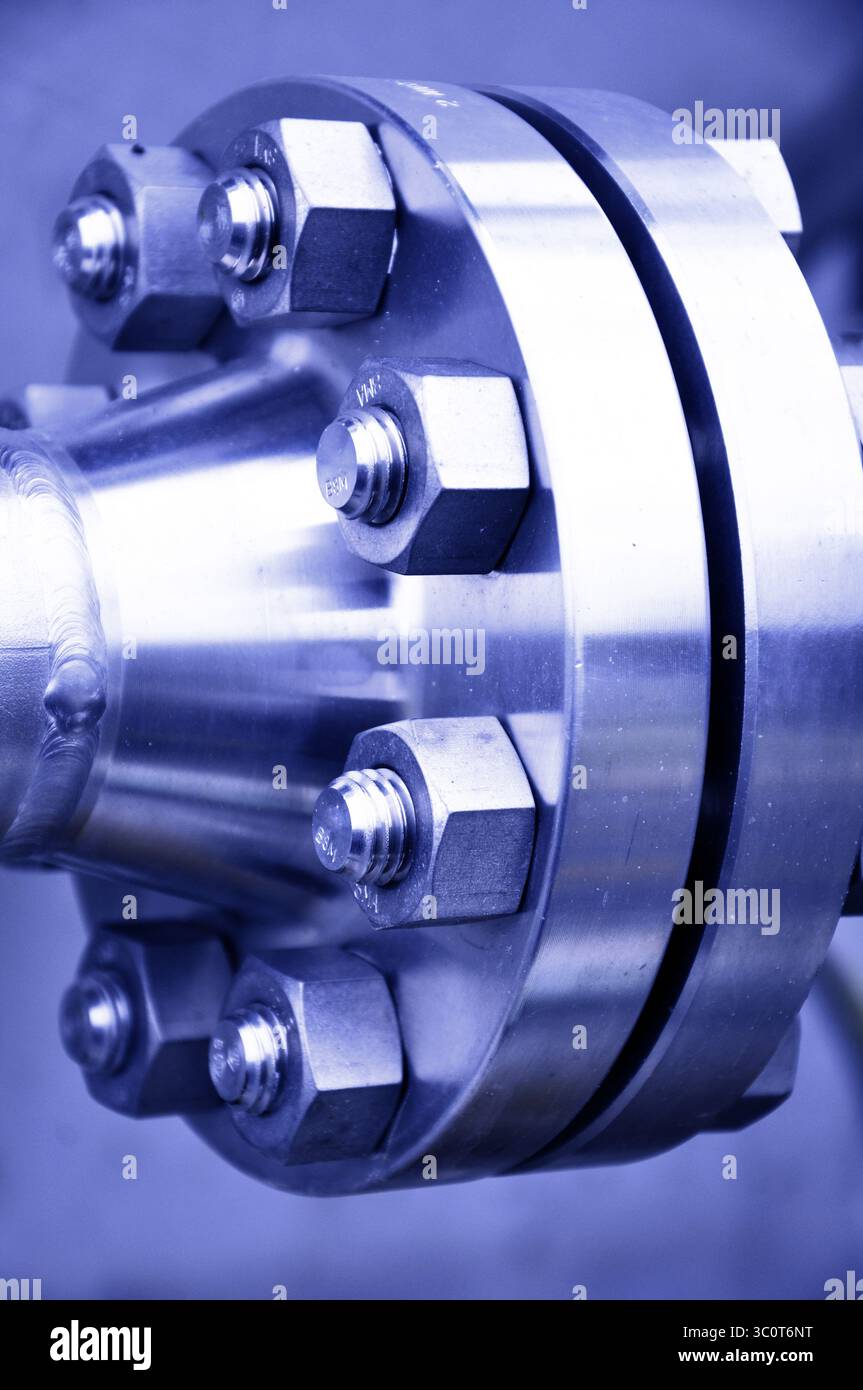 The flanged connection of pipeline Stock Photo - Alamy