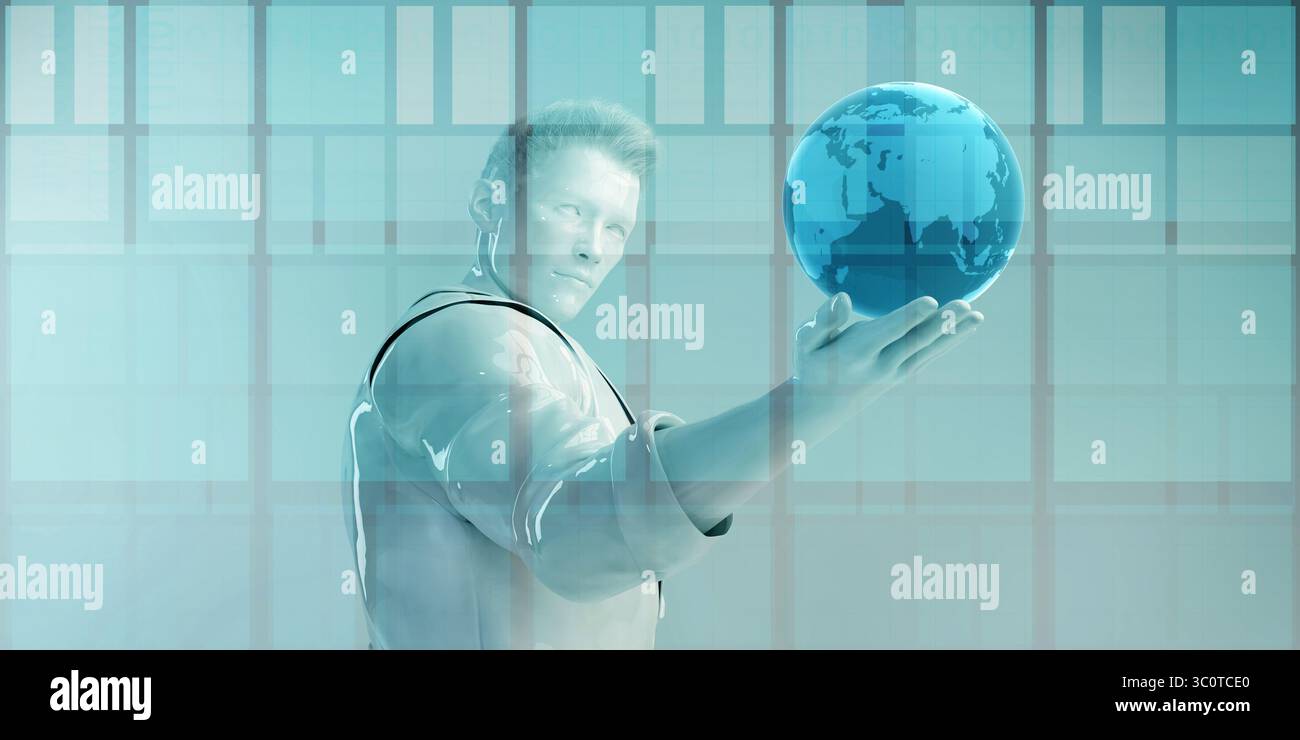 Global Business Network with Technology Theme Concept Stock Photo