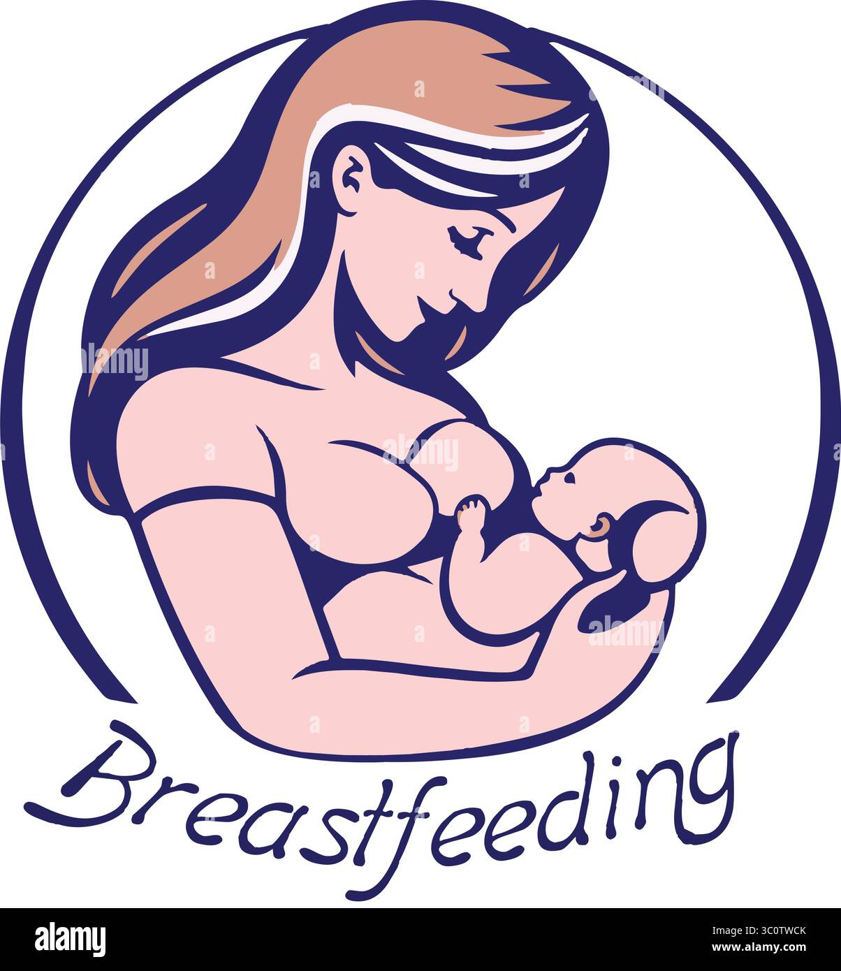 Graceful Vector Illustration of Mother Breastfeeding