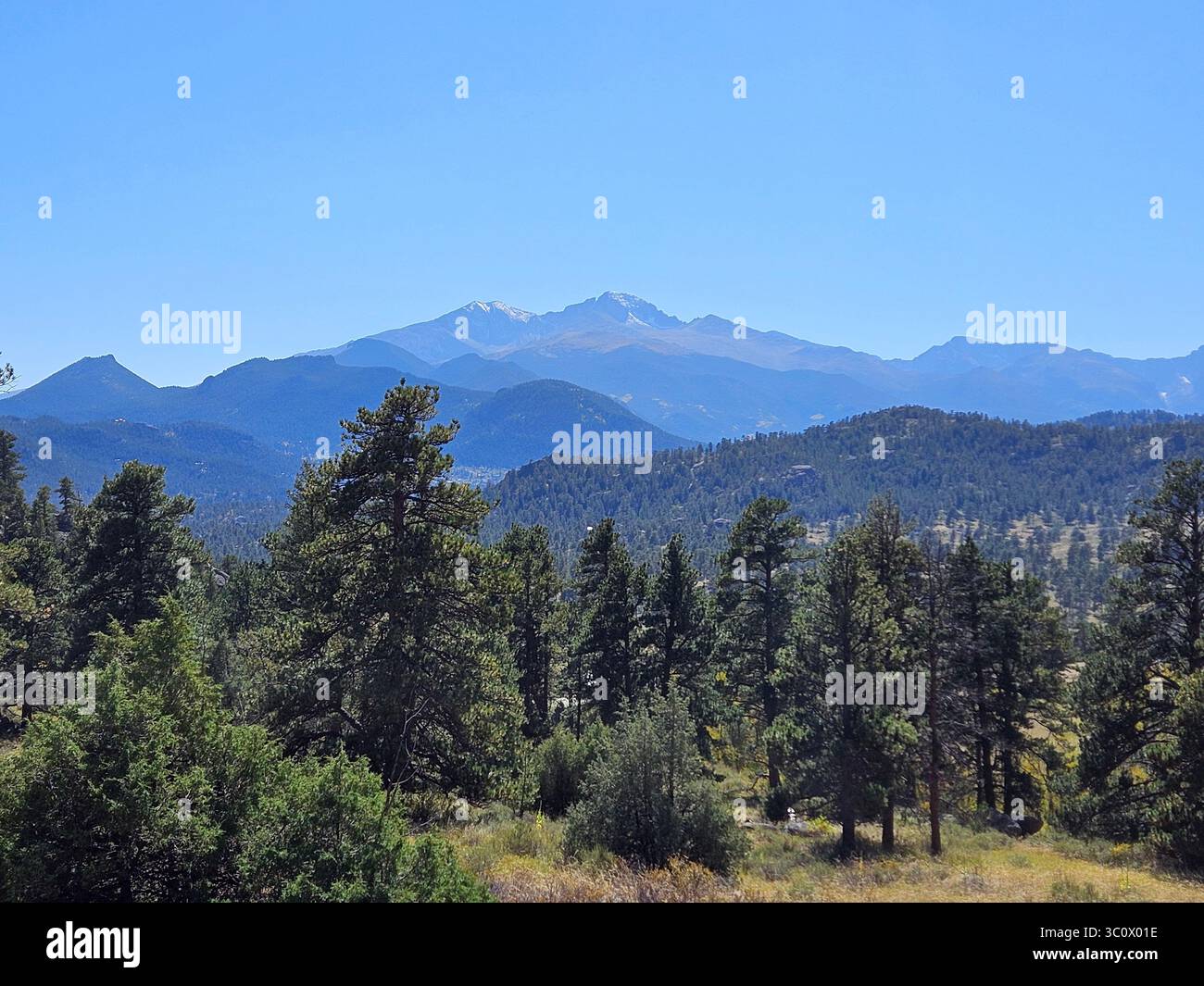 The view from Trail Ridge Road as you drive through Rocky Mountain National Park in the summer. - Smartphone Captured Stock Image