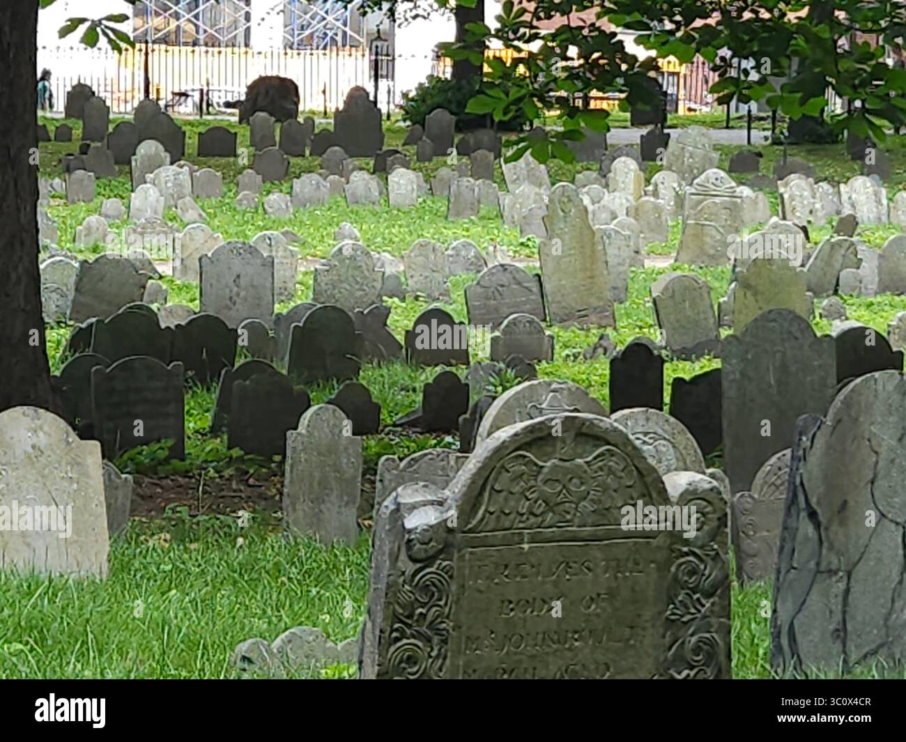 Granary Burying Ground on the Freedom Trail- Boston, MA. The site of Paul Revere's grave - Smartphone Captured Stock Image