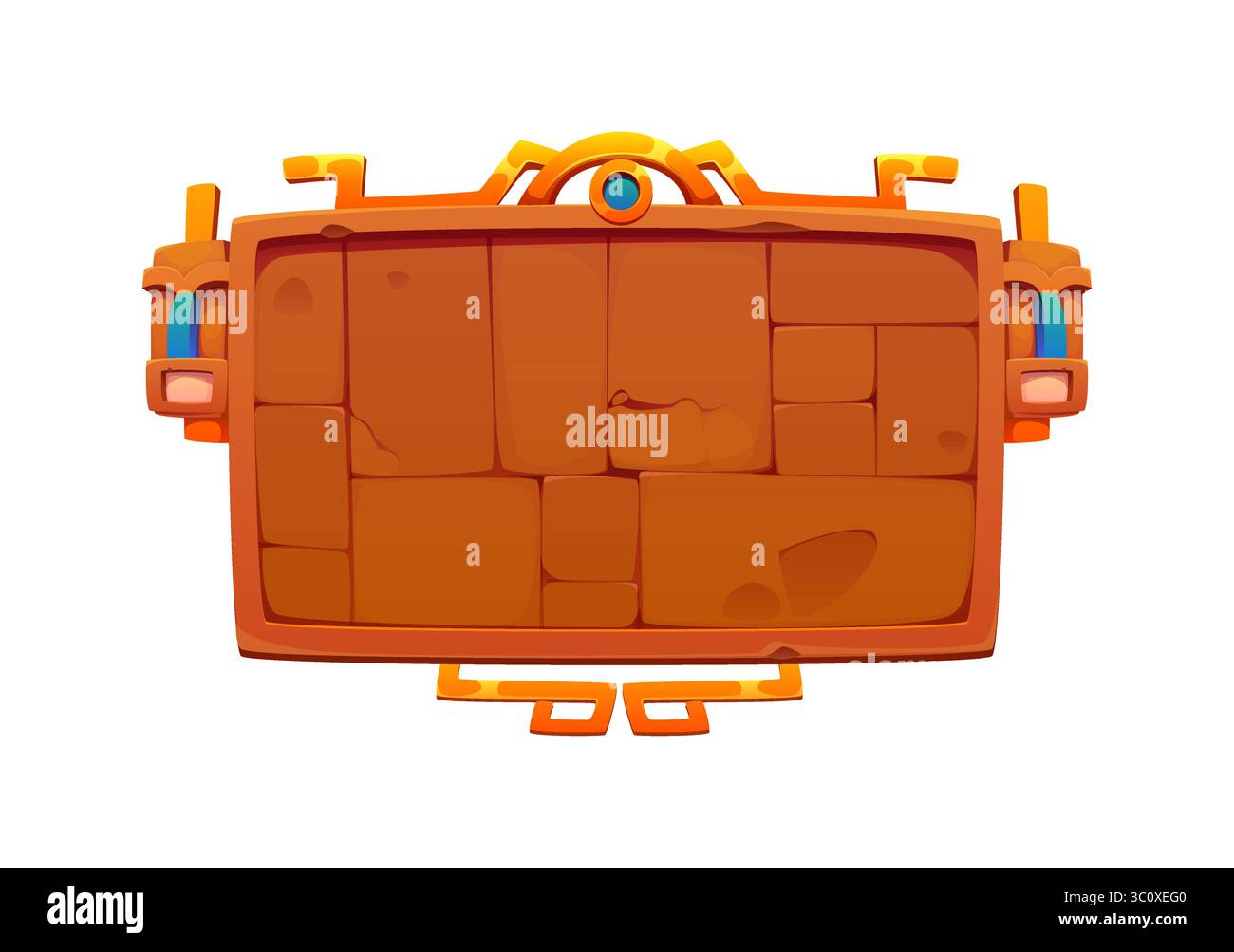 Aztec Inca Maya stone wall, Mexican game icon asset with tribal ...