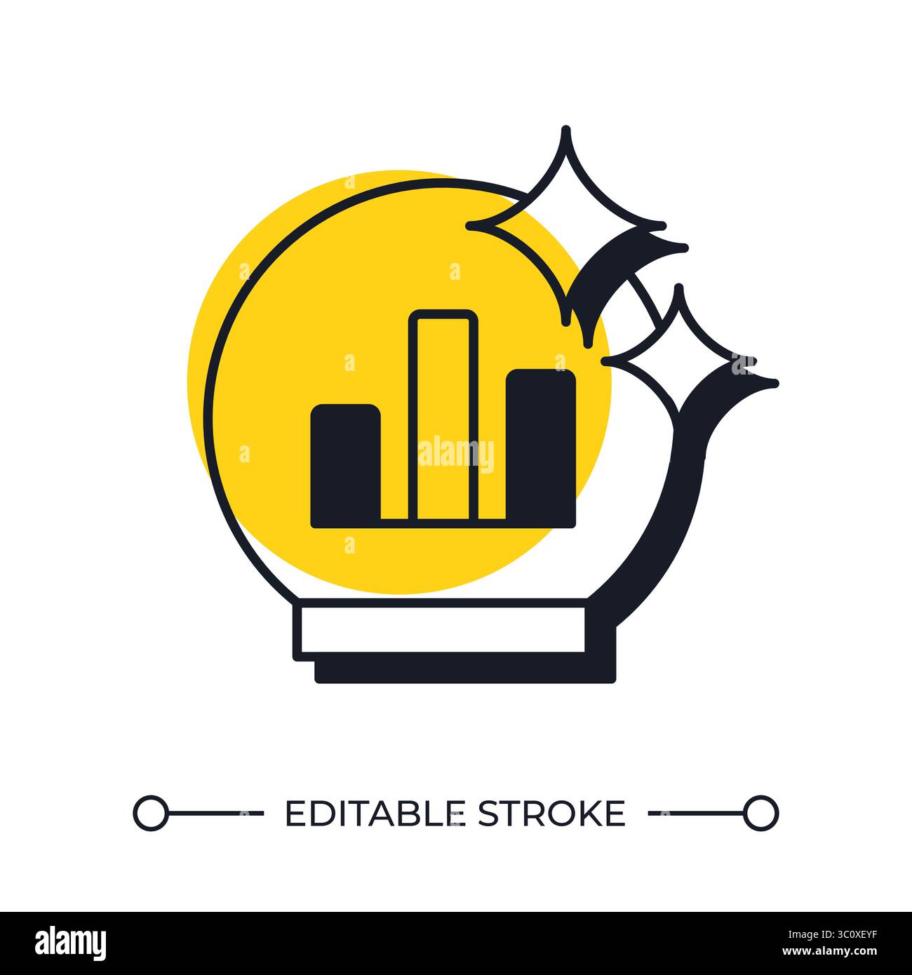 Predicting commercial activity results offset shadow line icon Stock Vector