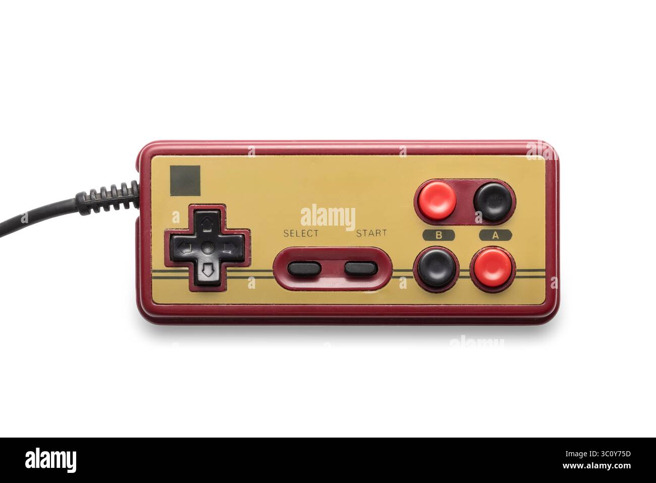 Retro Video Game Controller With Classic Design on White Background Stock Photo