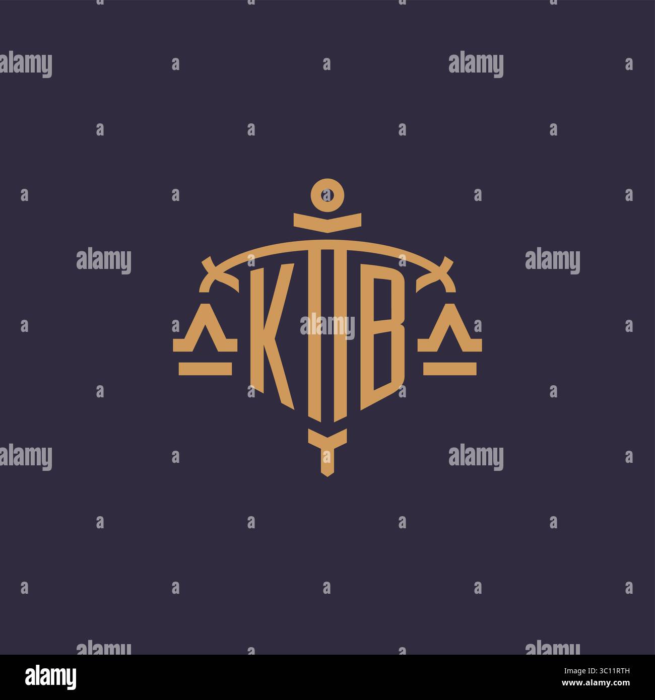 Monogram KB logo for legal firm with geometric scale and sword style ...