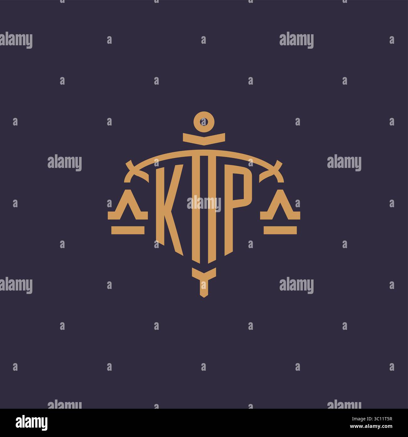 Monogram KP logo for legal firm with geometric scale and sword style ...