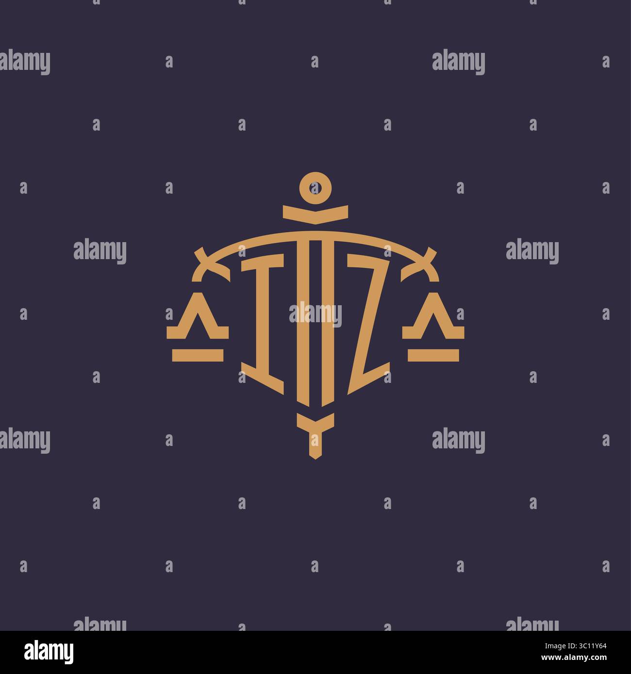 Monogram IZ logo for legal firm with geometric scale and sword style ...