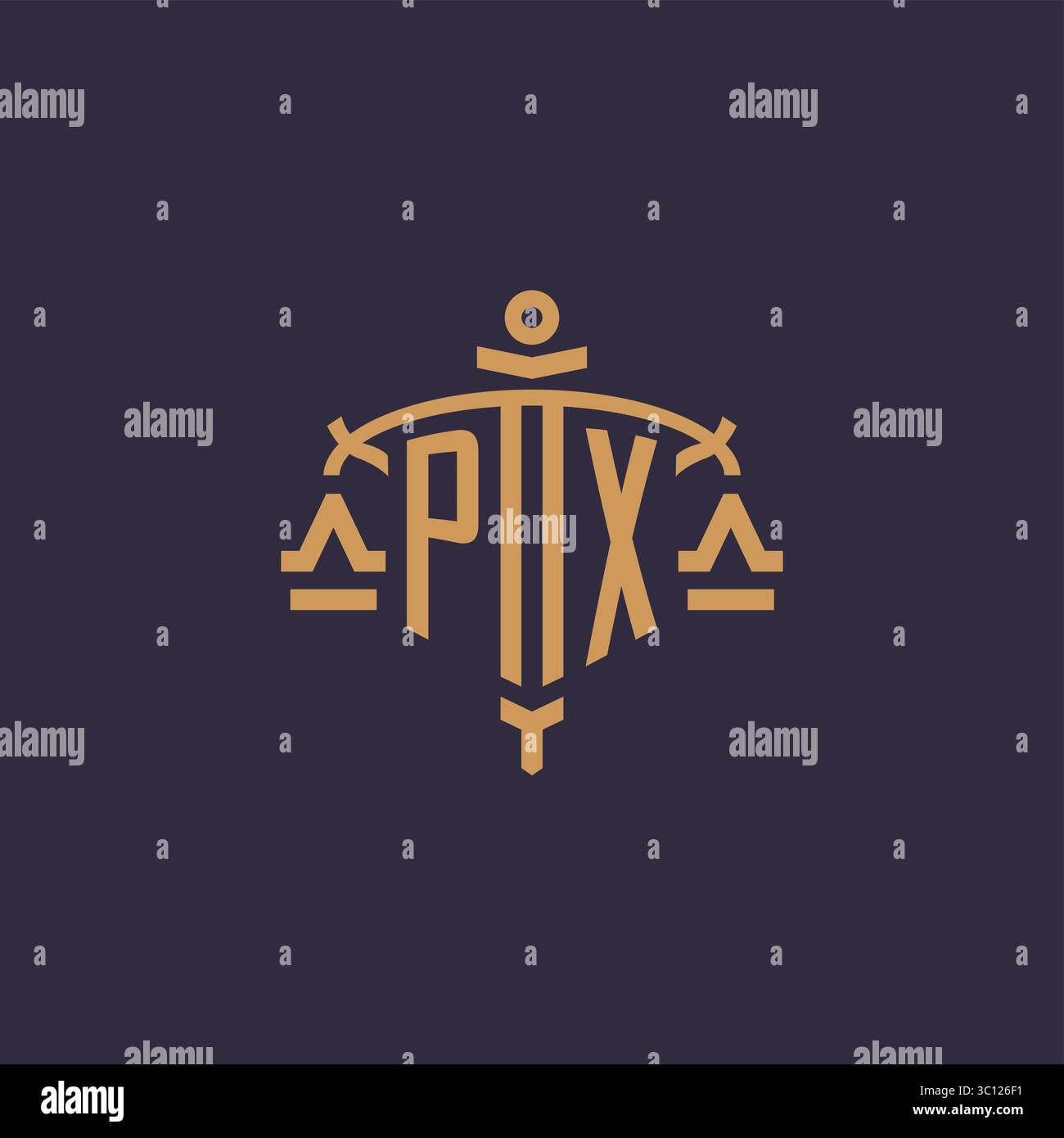 Monogram PX logo for legal firm with geometric scale and sword style ...
