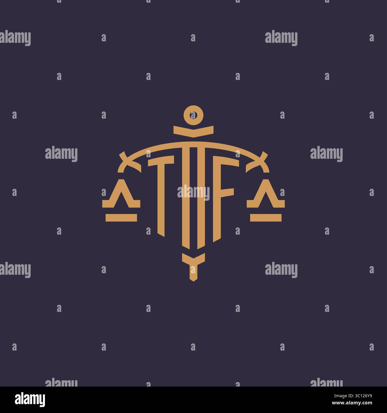 Monogram TF logo for legal firm with geometric scale and sword style ...