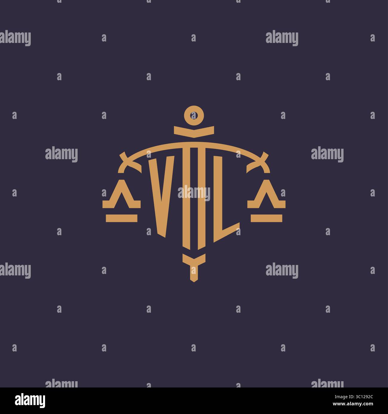 Monogram VL logo for legal firm with geometric scale and sword style ...