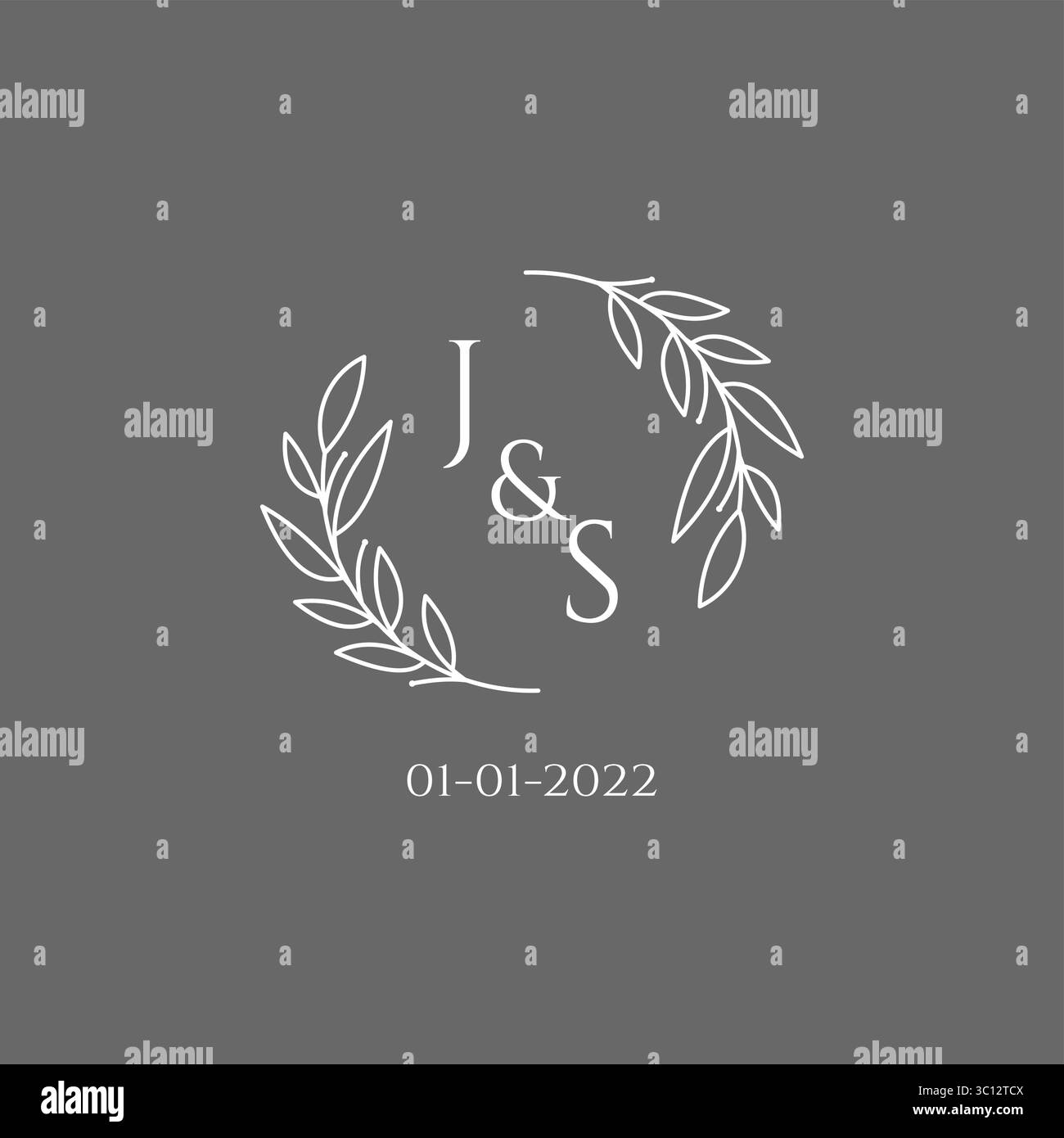 Initial letter JS monogram wedding logo with creative leaves decoration vector graphic vector graphic Stock Vector