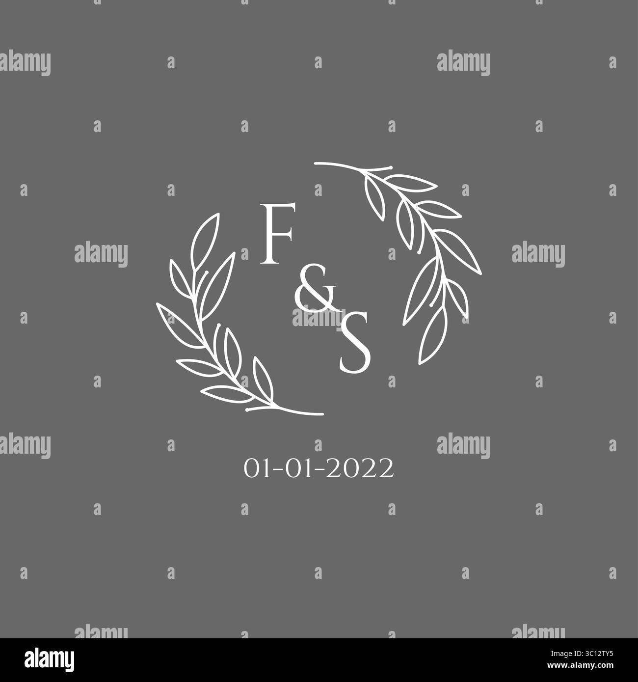 Initial letter FS monogram wedding logo with creative leaves decoration vector graphic vector graphic Stock Vector