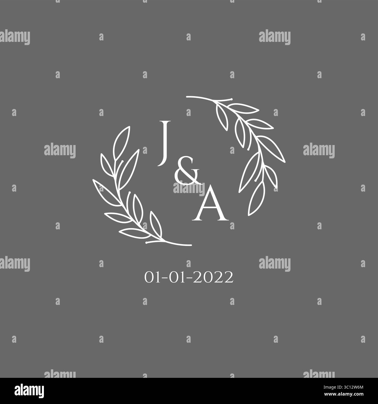 Initial letter JA monogram wedding logo with creative leaves decoration vector graphic vector graphic Stock Vector