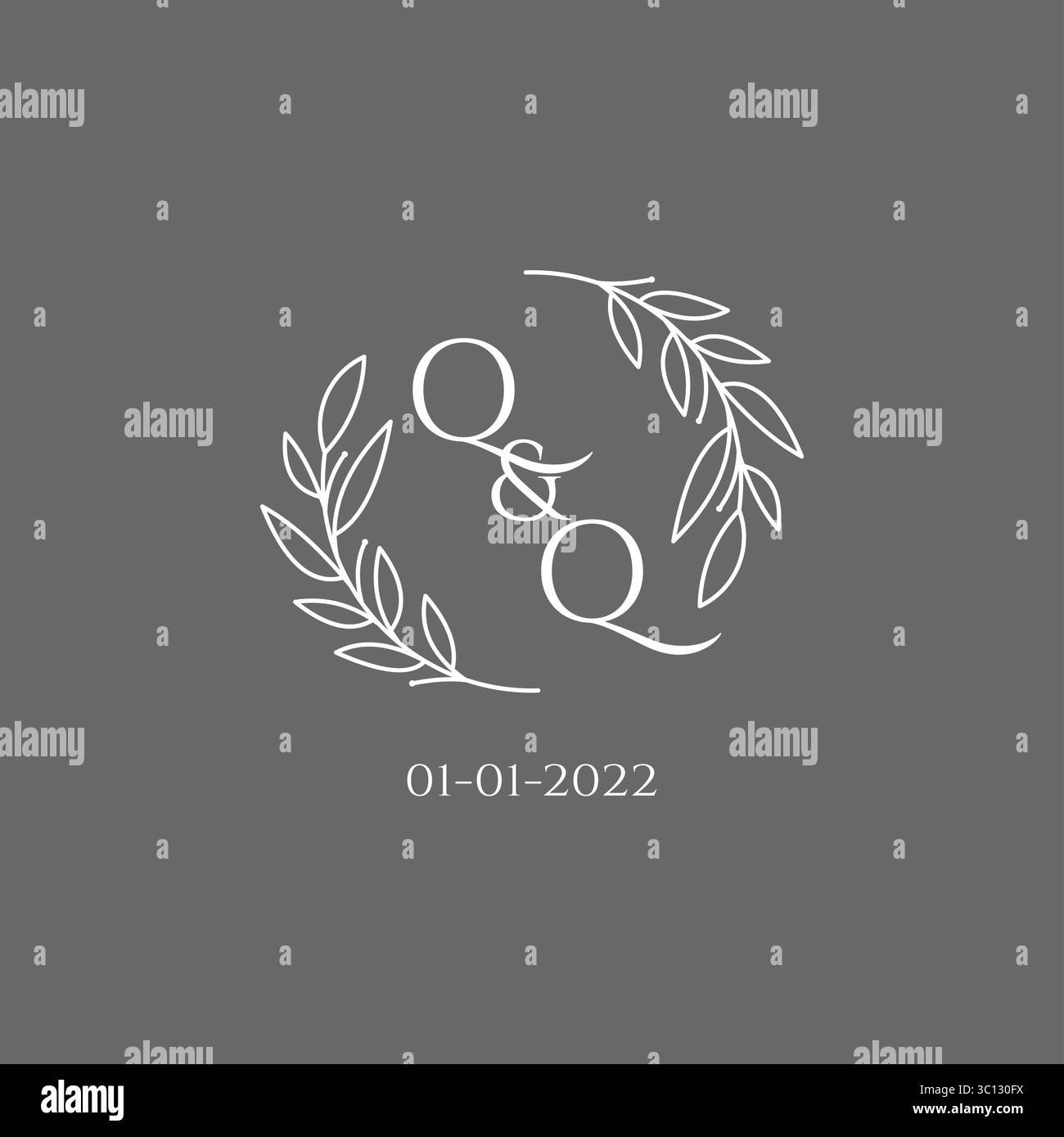 Initial letter QQ monogram wedding logo with creative leaves decoration vector graphic vector graphic Stock Vector