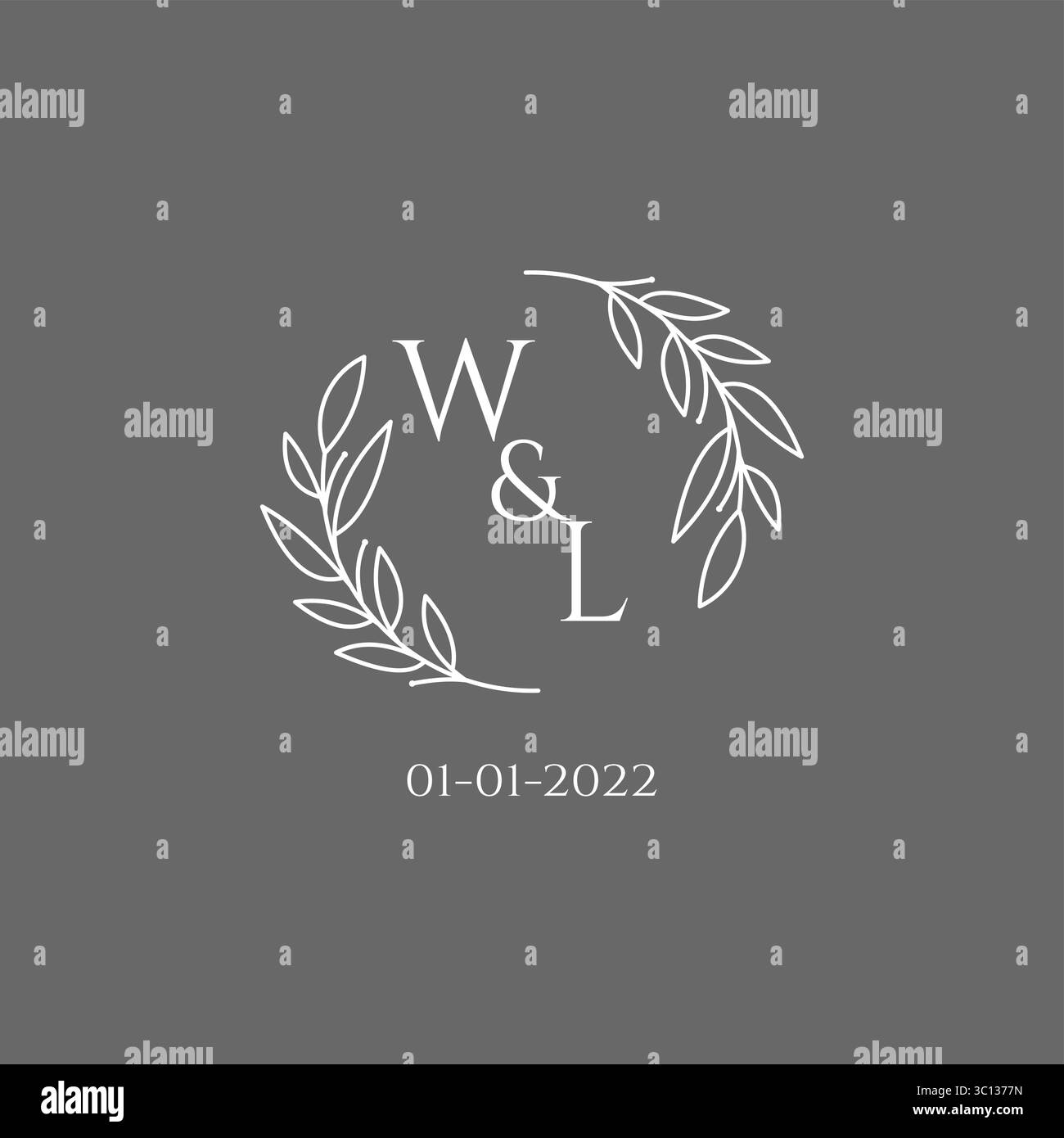 Initial letter WL monogram wedding logo with creative leaves decoration vector graphic vector graphic Stock Vector