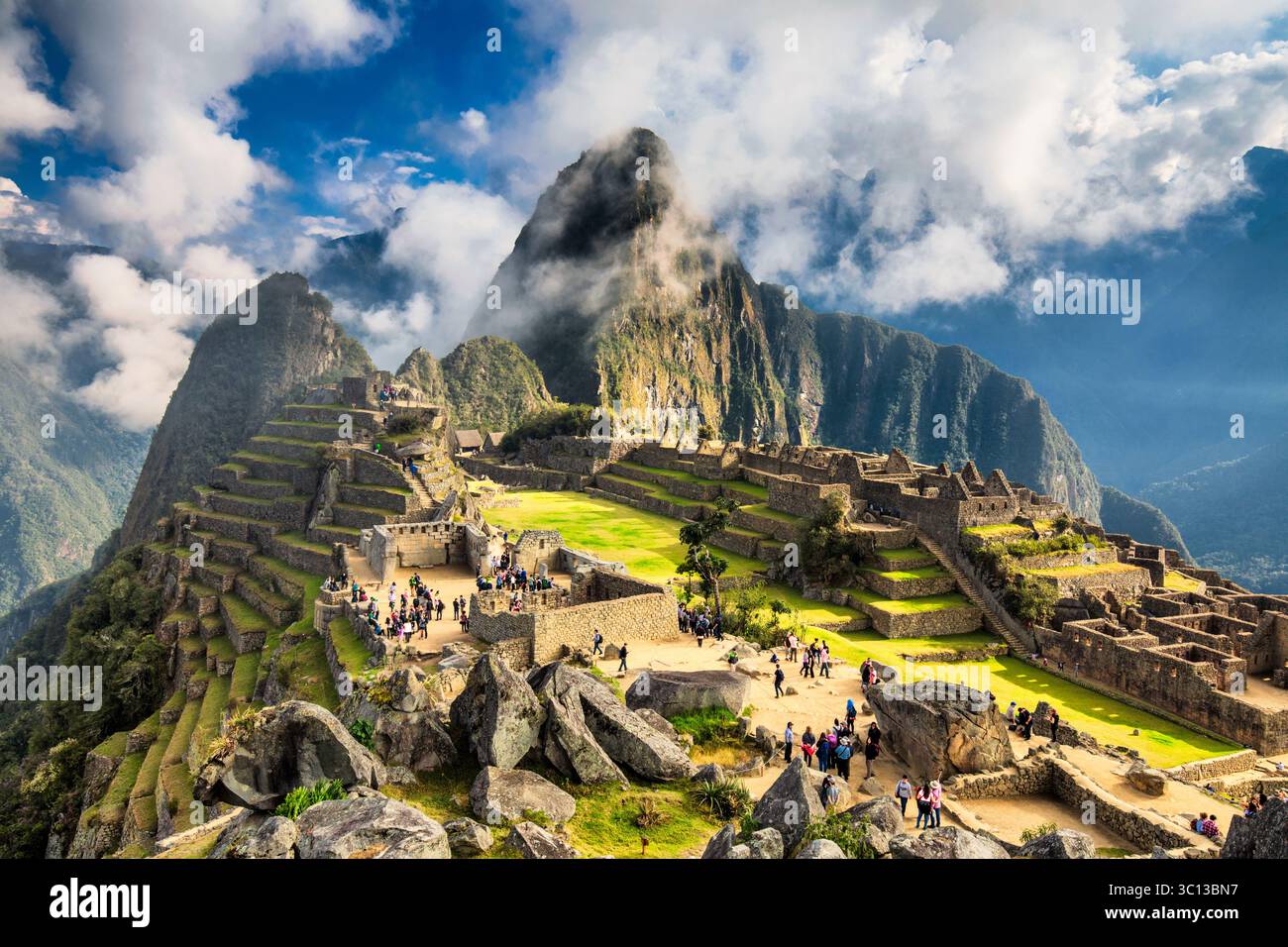 Machu Picchu, Peru - 17 July 2025: Aerial view of ancient stone ruins ...