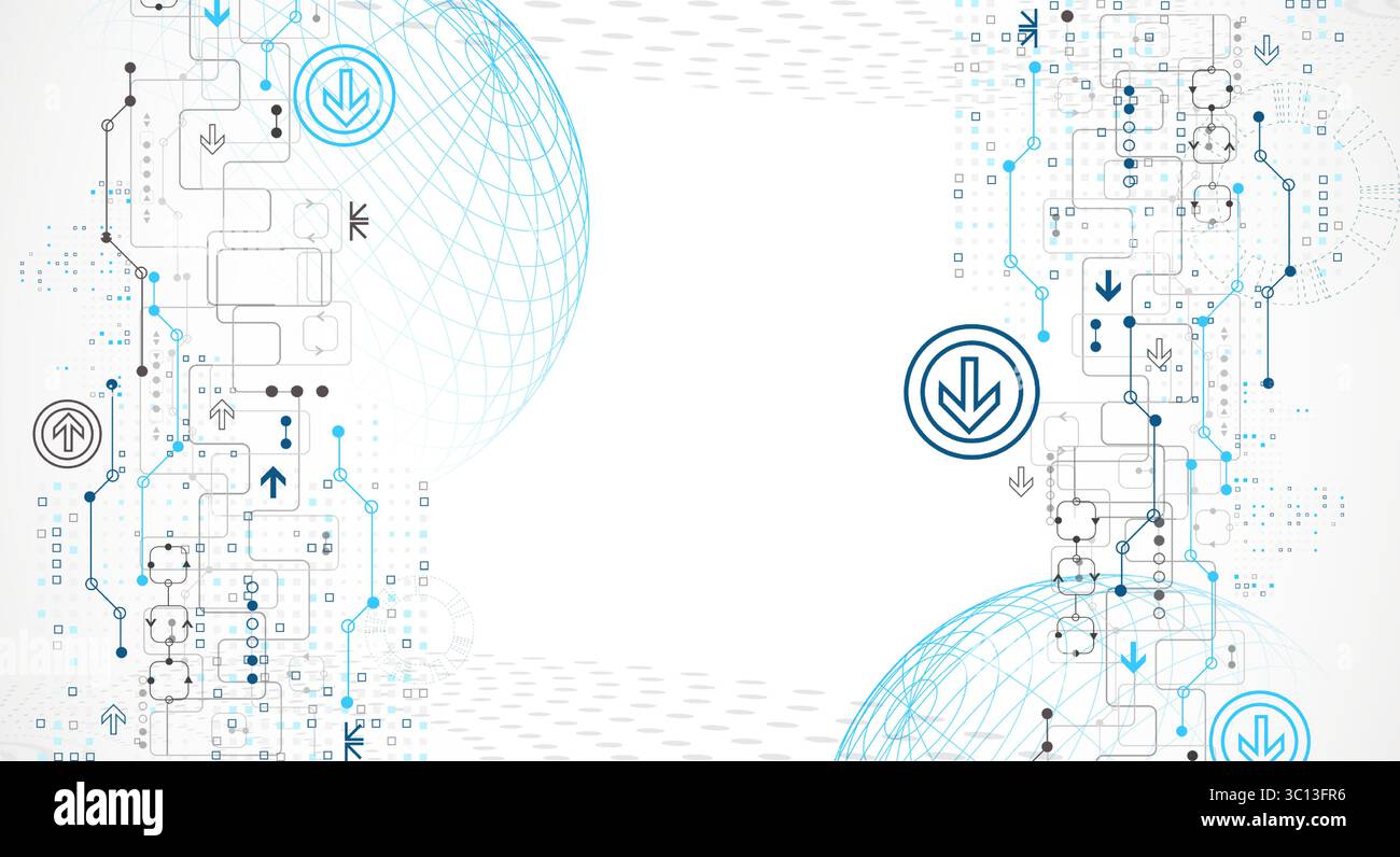 Abstract circuit board background with sphere. Hi-tech digital technology concept. Vector. Stock Vector