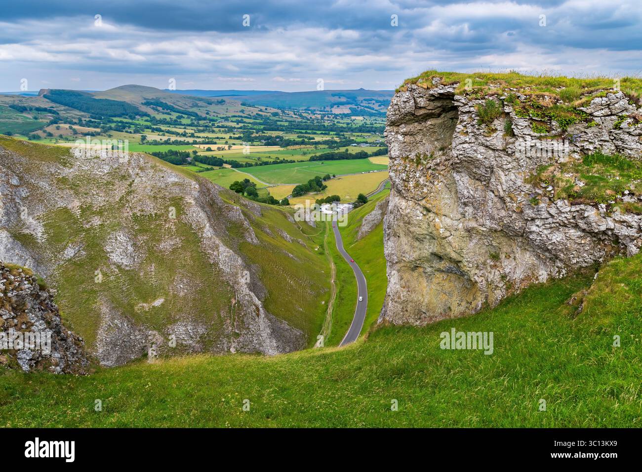 The spectacular limestone gorge of Winnats Pass, cutting through an ...