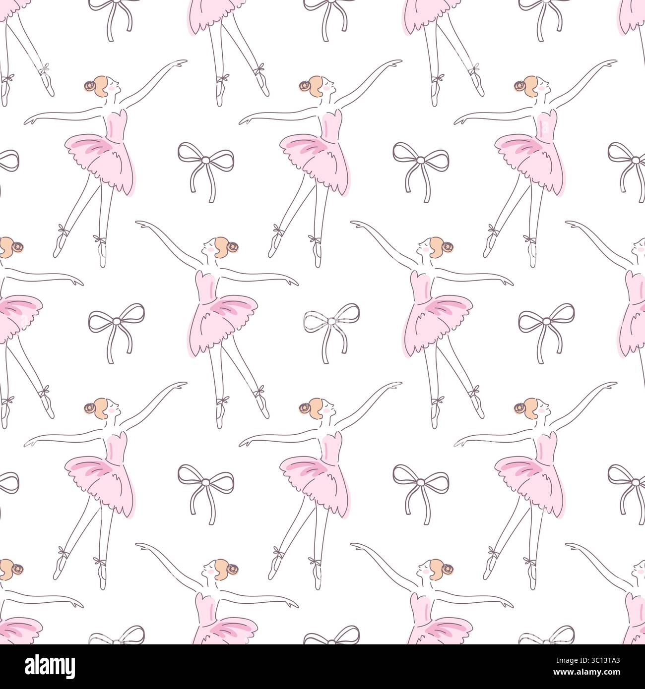 Ballet Dancer Girls Ballerina Seamless Pattern. Stock Vector
