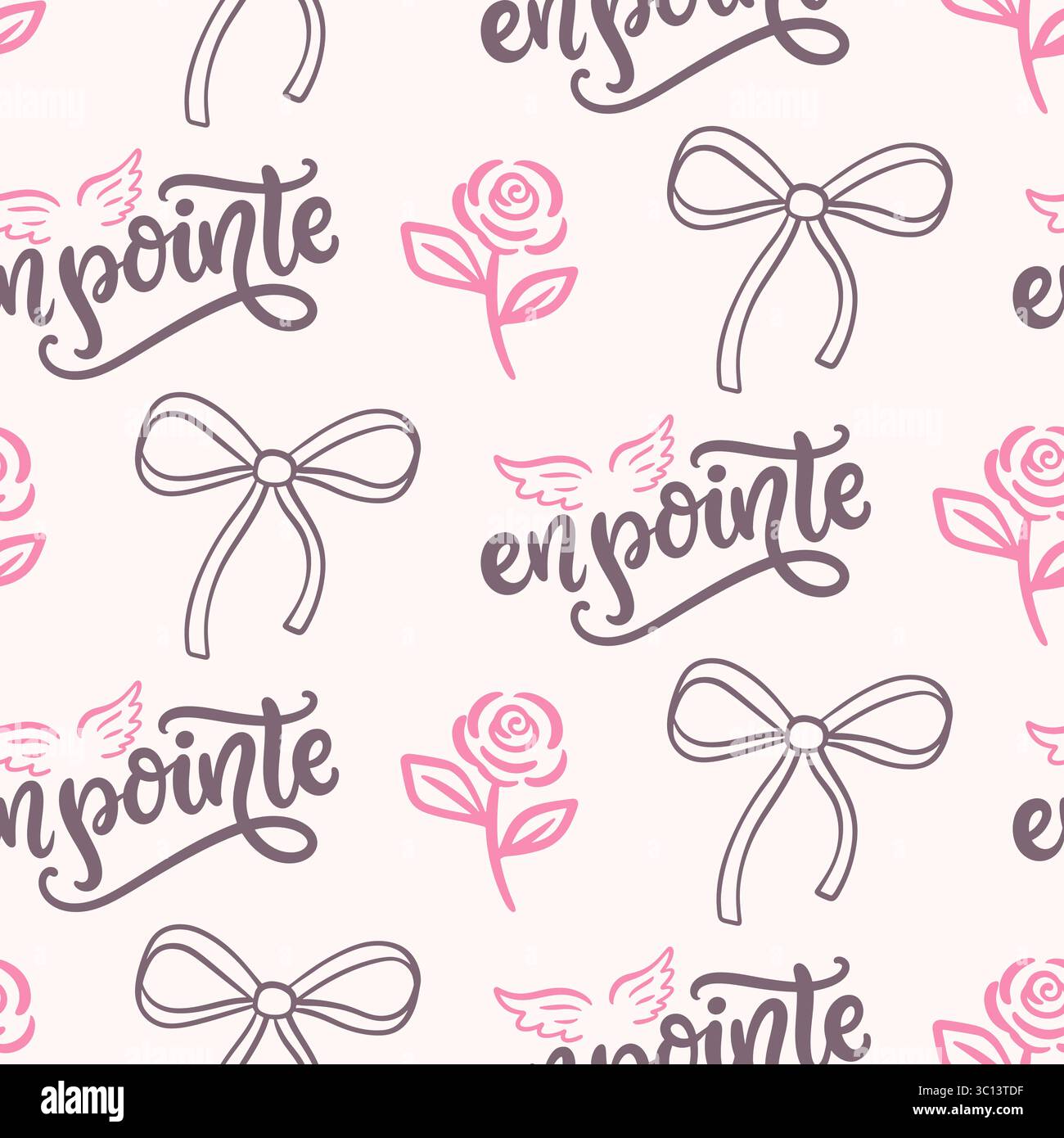 Ballet Hand Drawn Seamless Pattern Wallpaper Stock Vector