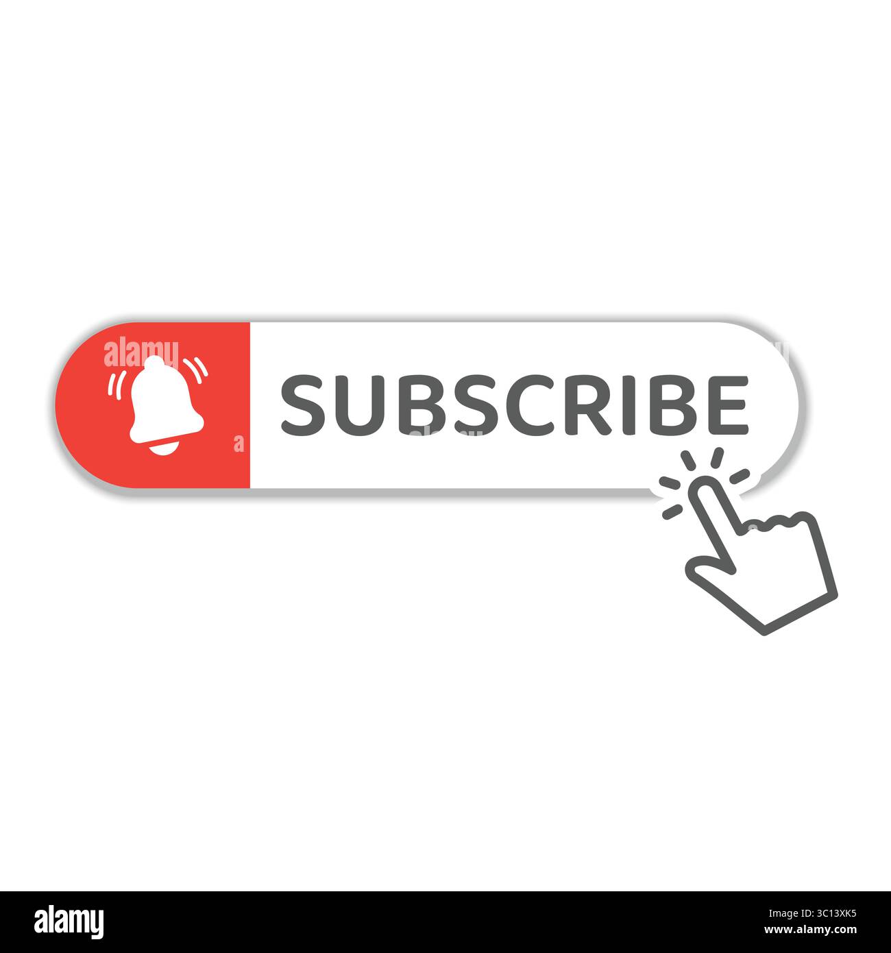 Subscribe web button with mouse hand. 3d shadow effect subscription vector icon. Stock Vector