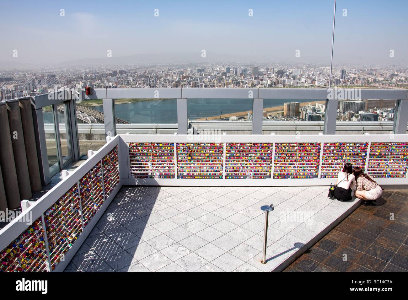 Osaka Japan high risers people view from the top Umeda Sky building ...