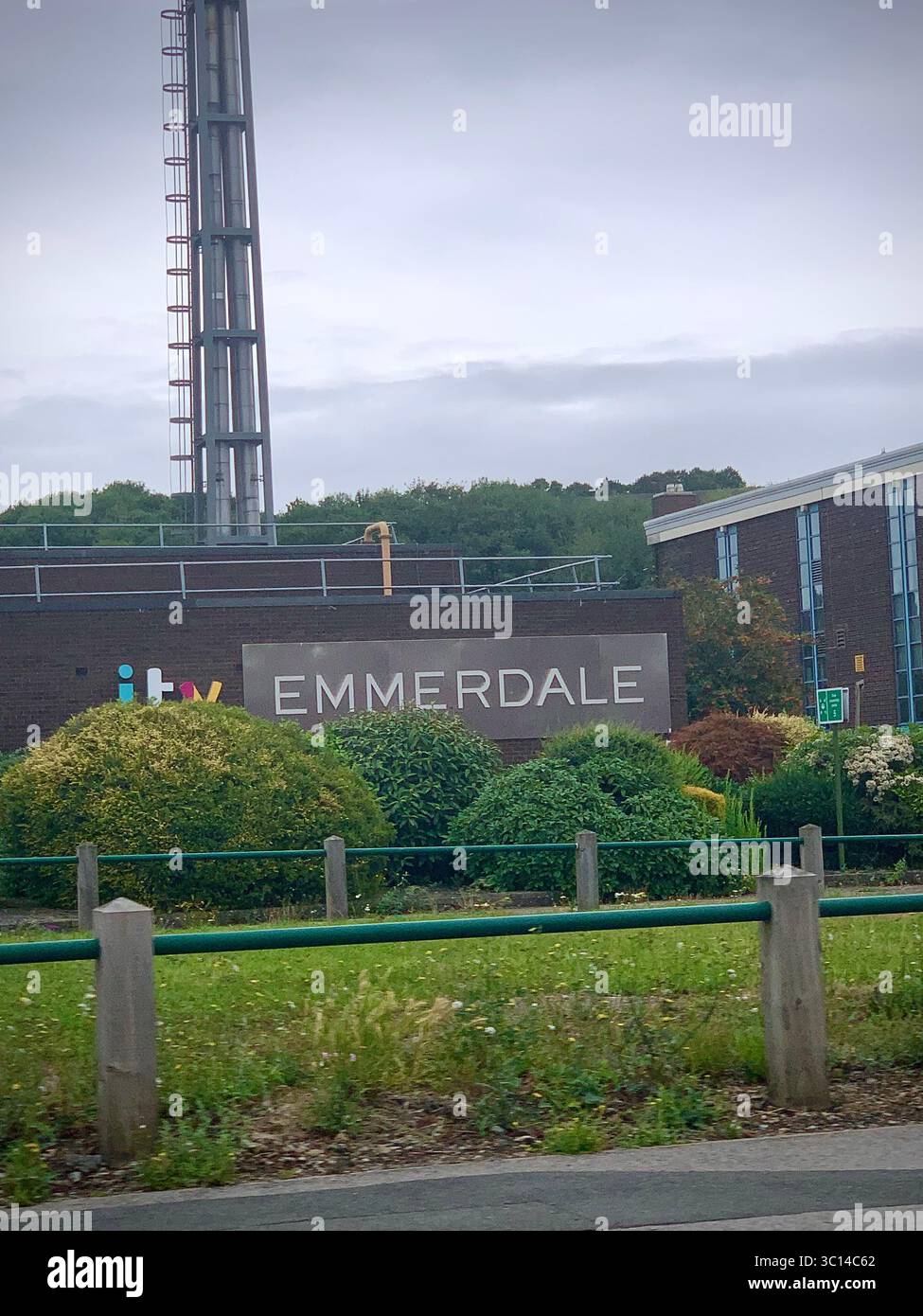 ITV Centre Leeds Nice to see you to see you nice sign aerial place UK British News English famous Centre building outside broadcast broadcasting - Smartphone Captured Stock Image