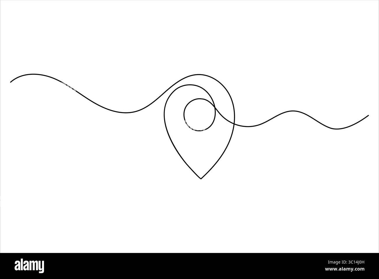 Continuous line drawing of a location map path with destination markers ...
