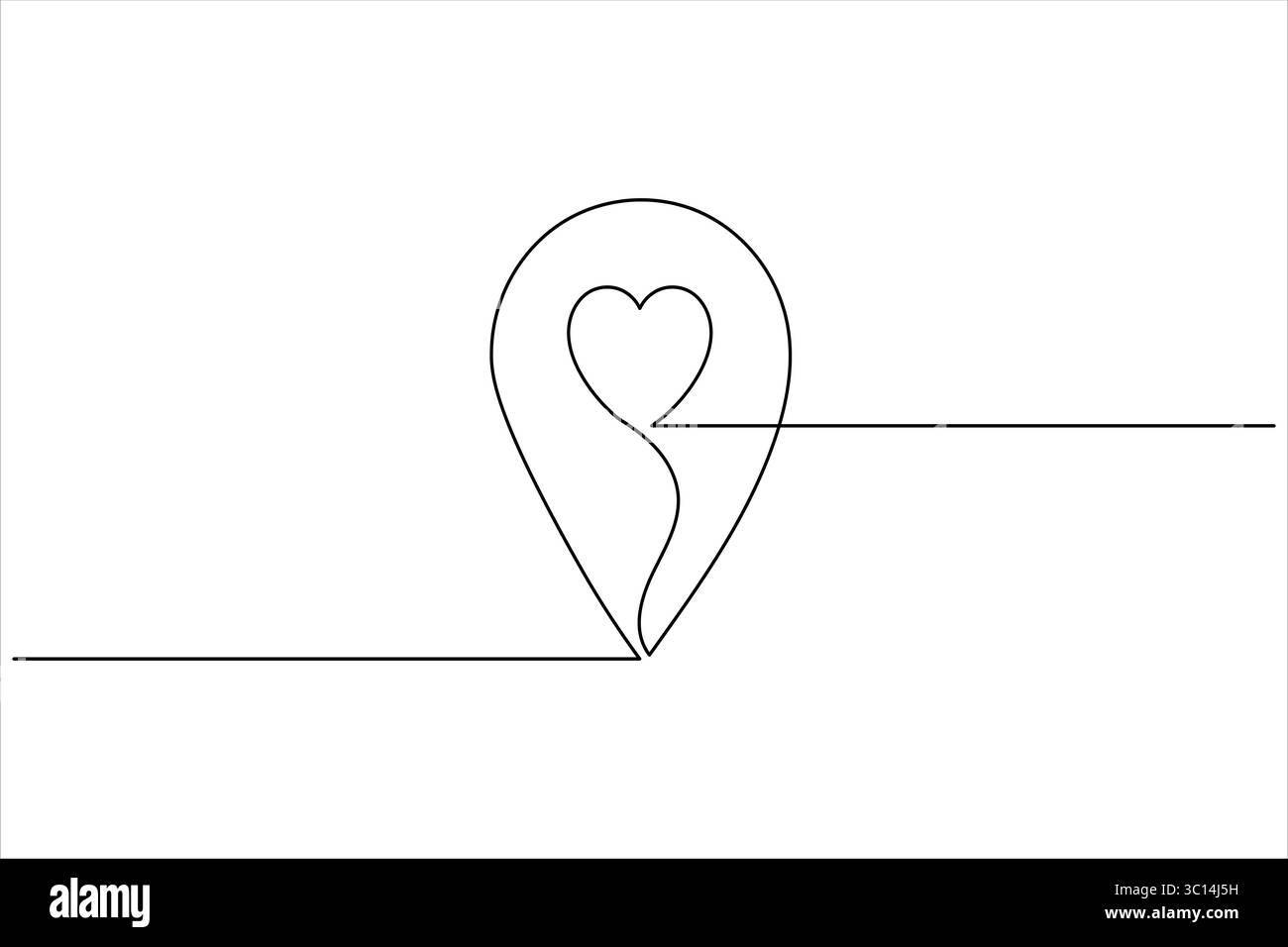 Continuous line drawing of a location map path with destination markers ...