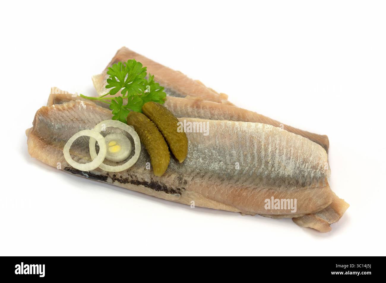 Matjes fillet against a white background Stock Photo