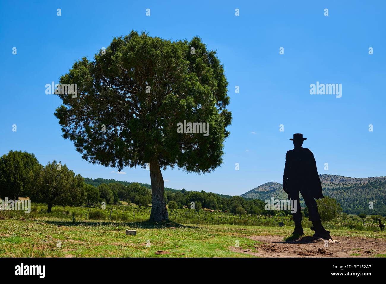 Silhouette of actor Clint Eastwood in Sad Hill cemetery, spaghetti ...