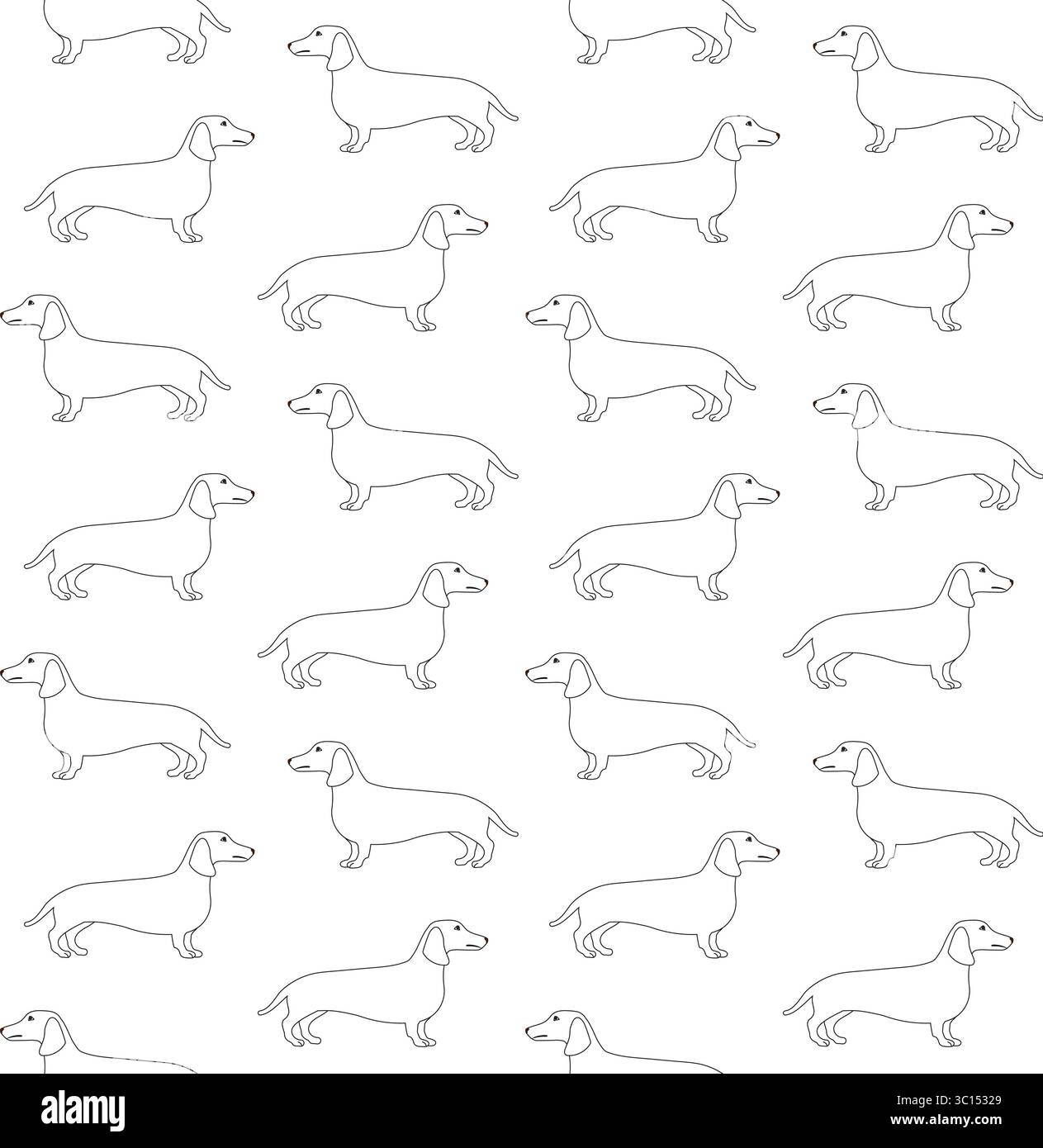 Vector seamless pattern of flat dachshund dog Stock Vector