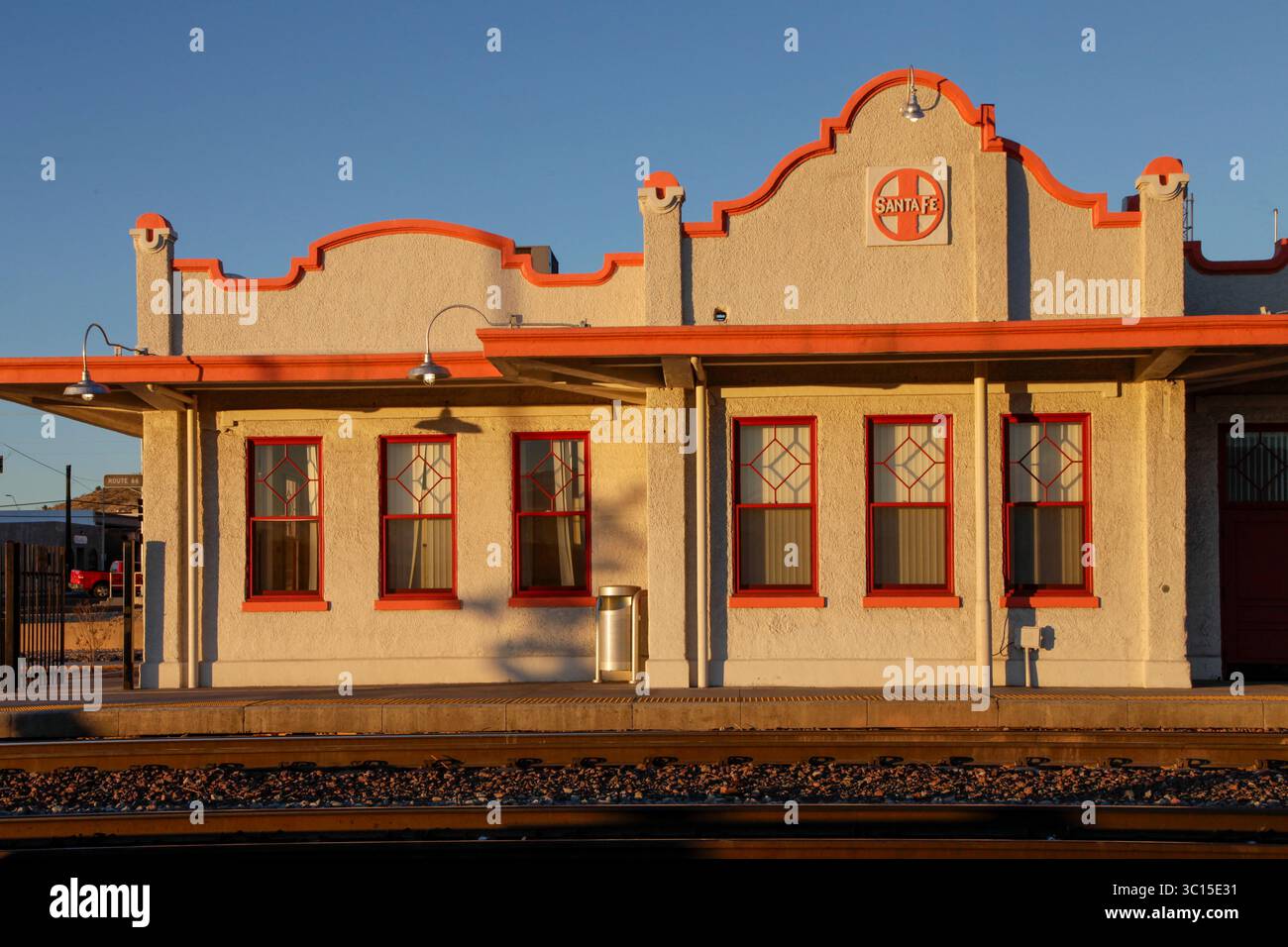 Kingman, California, USA. Historic adobe train station on Route 66 at ...