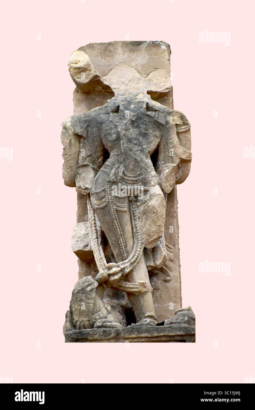 Kalachuri Era Stone Sculpture – Ancient Indian Temple Art and Archaeological Heritage Stock Photo