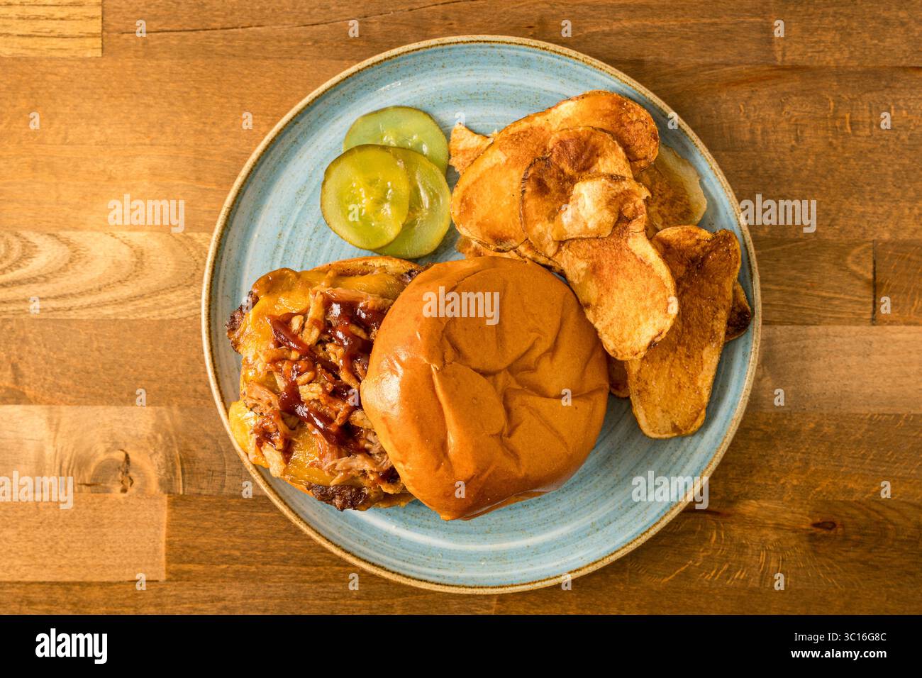 Pulled pork sandwich on a plate Stock Photo