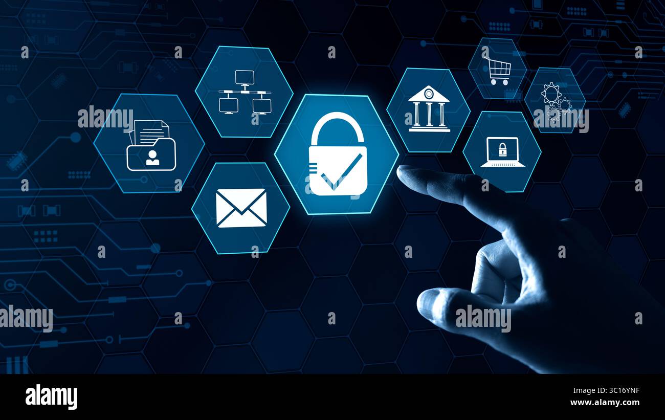 Cyber security concept. Secure internet access Future technology and cybernetics, User privacy security and encryption, information security, Stock Photo