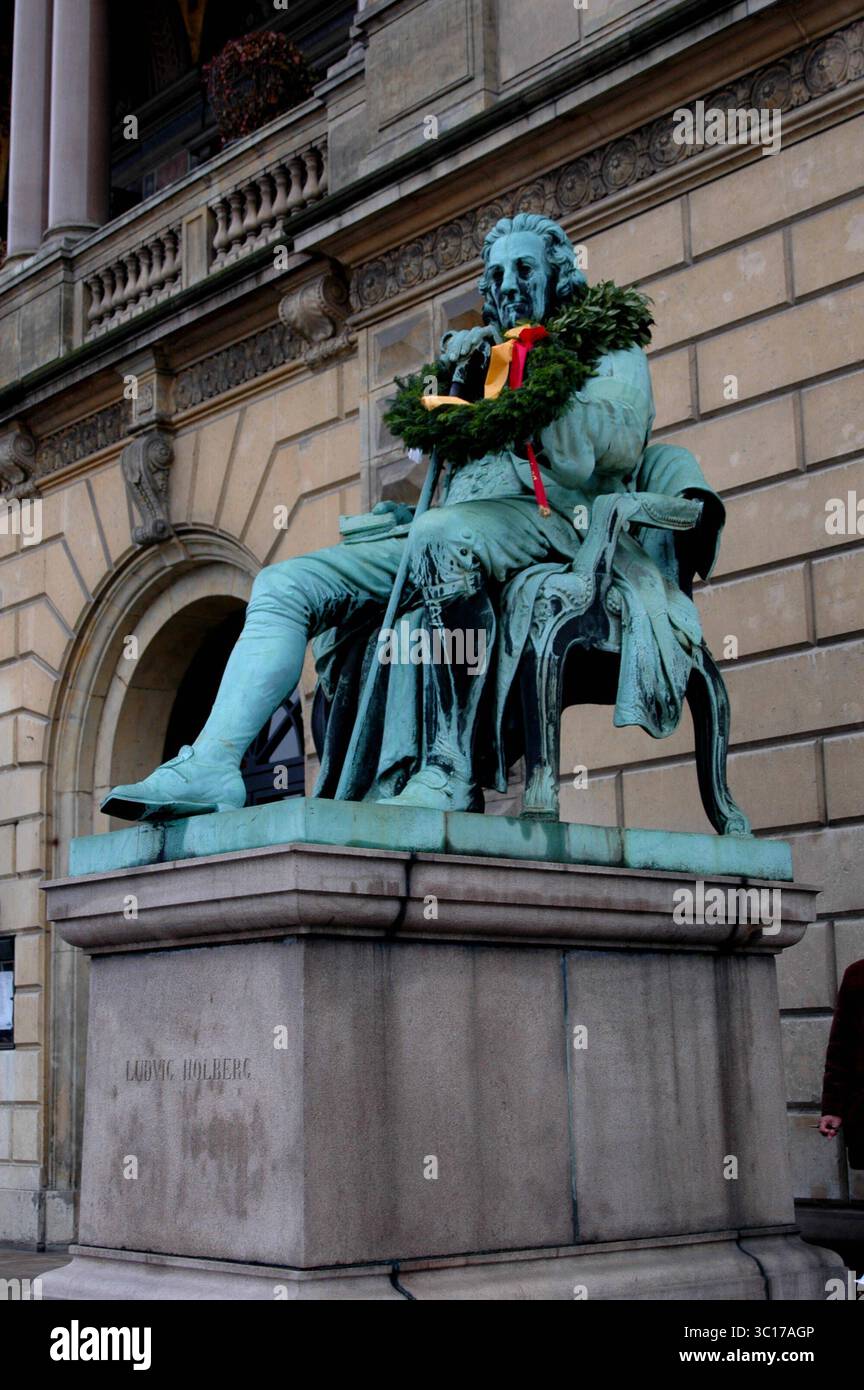 Statue of Ludvig Holberg danish play writer infron of danish royal ...