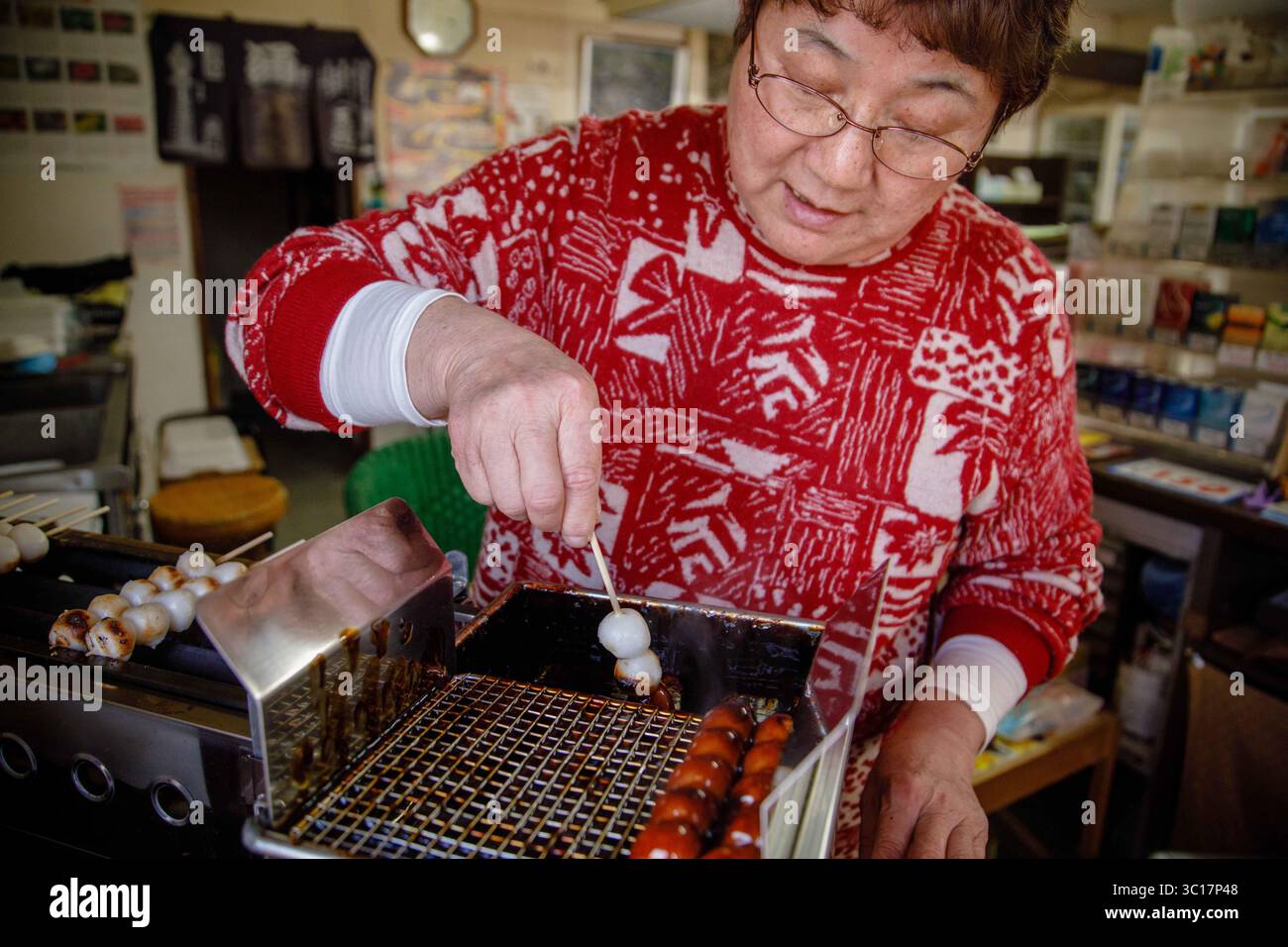 Takahiro Rice January 23, 2019 - Inazawa, aichi, Japan - A woman seen making Japanese ...