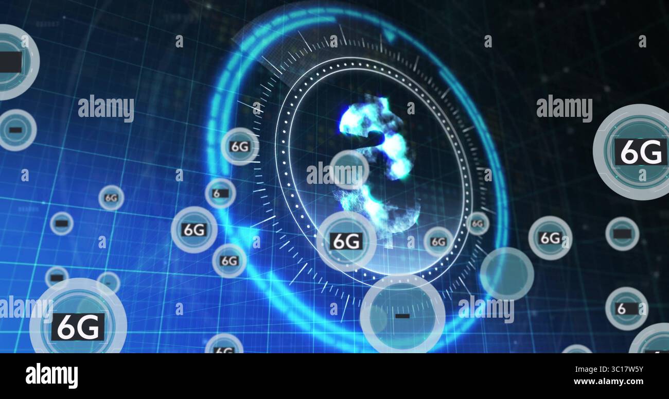 Projecting holographic circular HUD hovering in virtual grid network ...