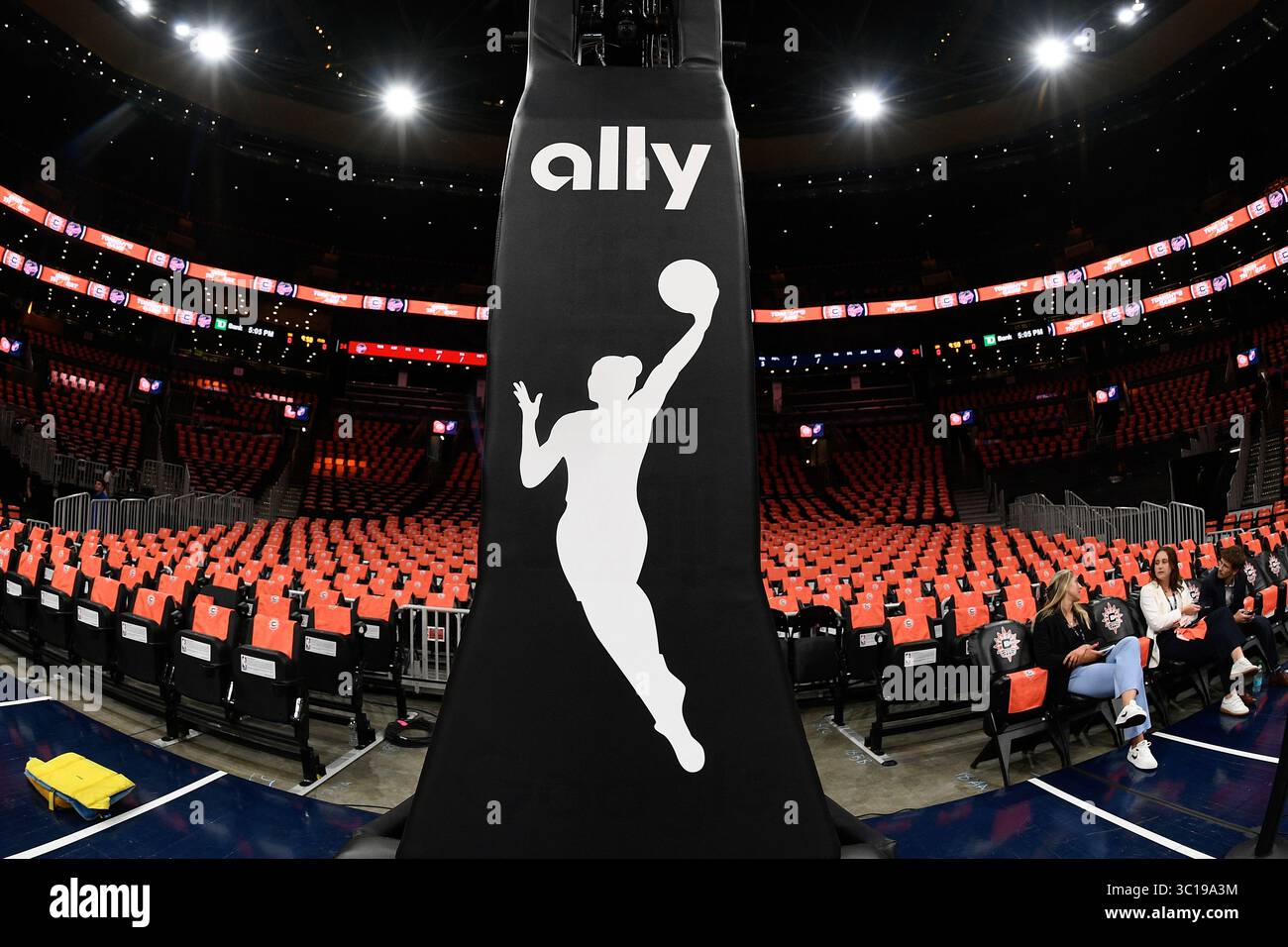 BOSTON, MA - JULY 15: A general view of the Ally Bank logo and the WNBA ...