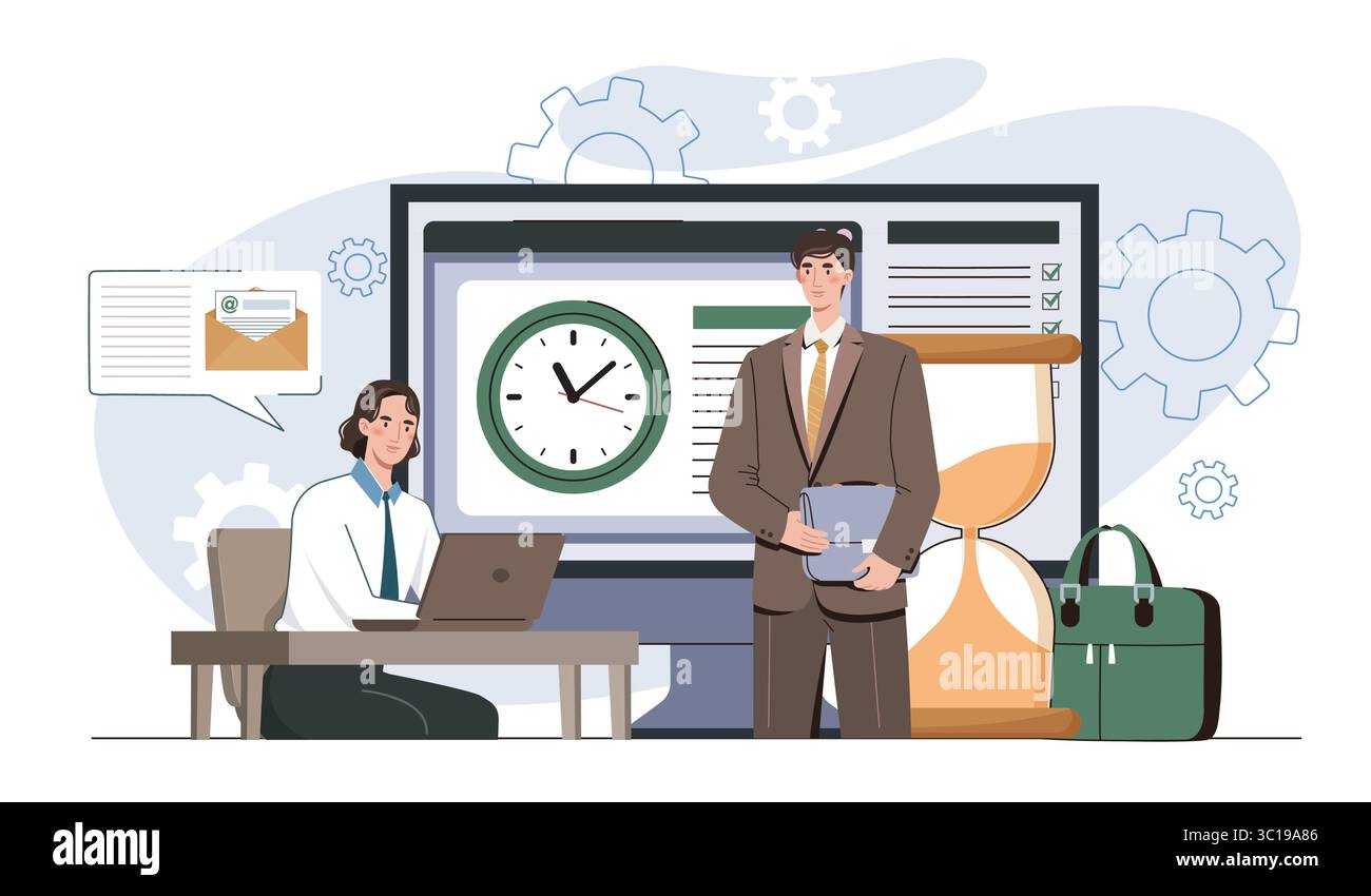 Business time management concept scene. Vector illustration Stock ...