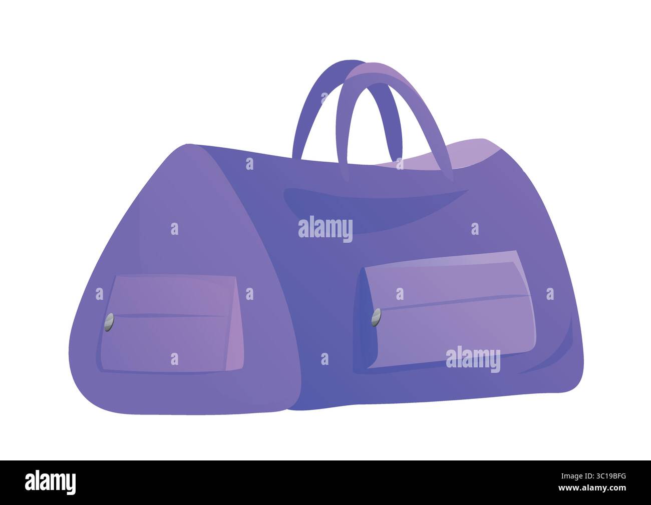 Purple duffle bag with pockets. Vector illustration Stock Vector