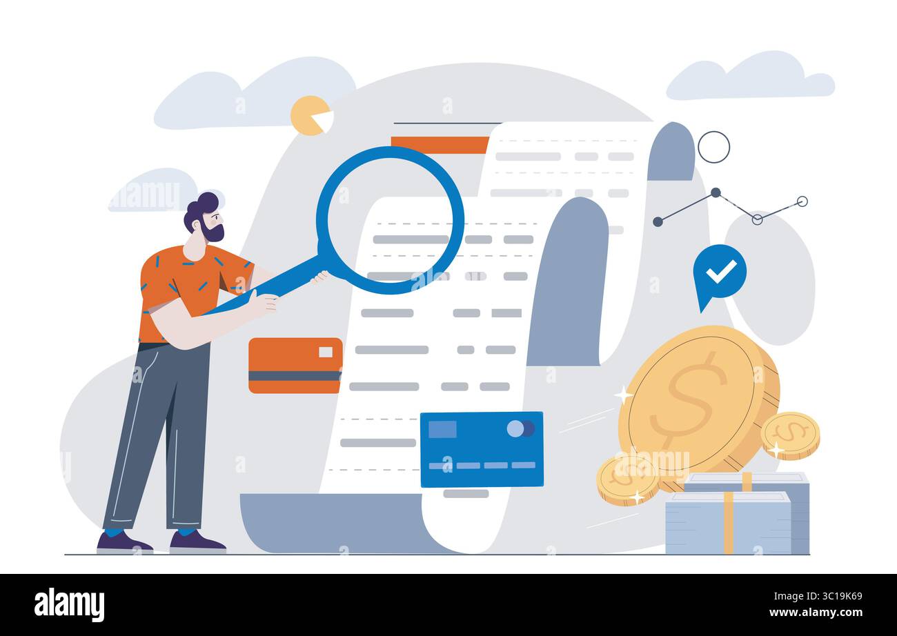 Financial report analysis concept. Vector illustration Stock Vector ...