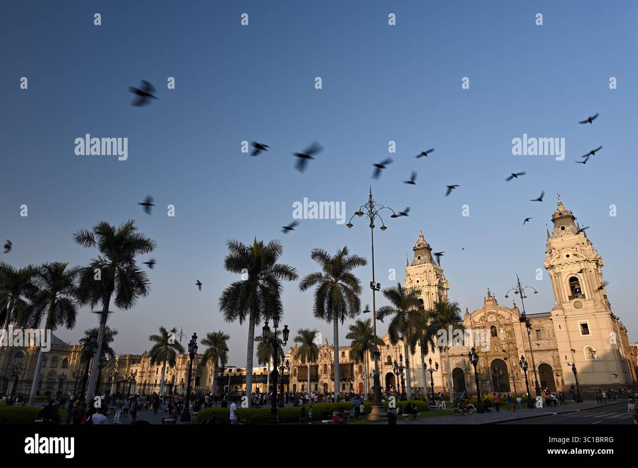 Plaza Mayor Lima at sunset