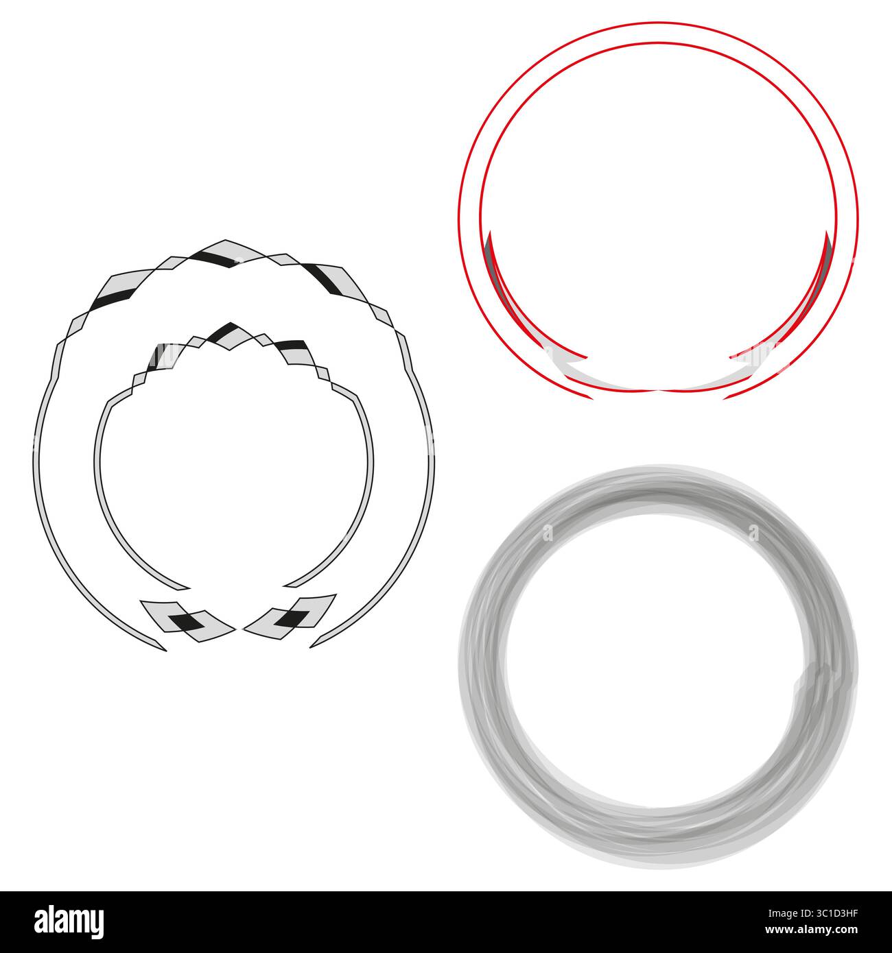 Futuristic circle frames. Arrow round borders. Geometric vector outlines. Modern abstract forms. Stock Vector
