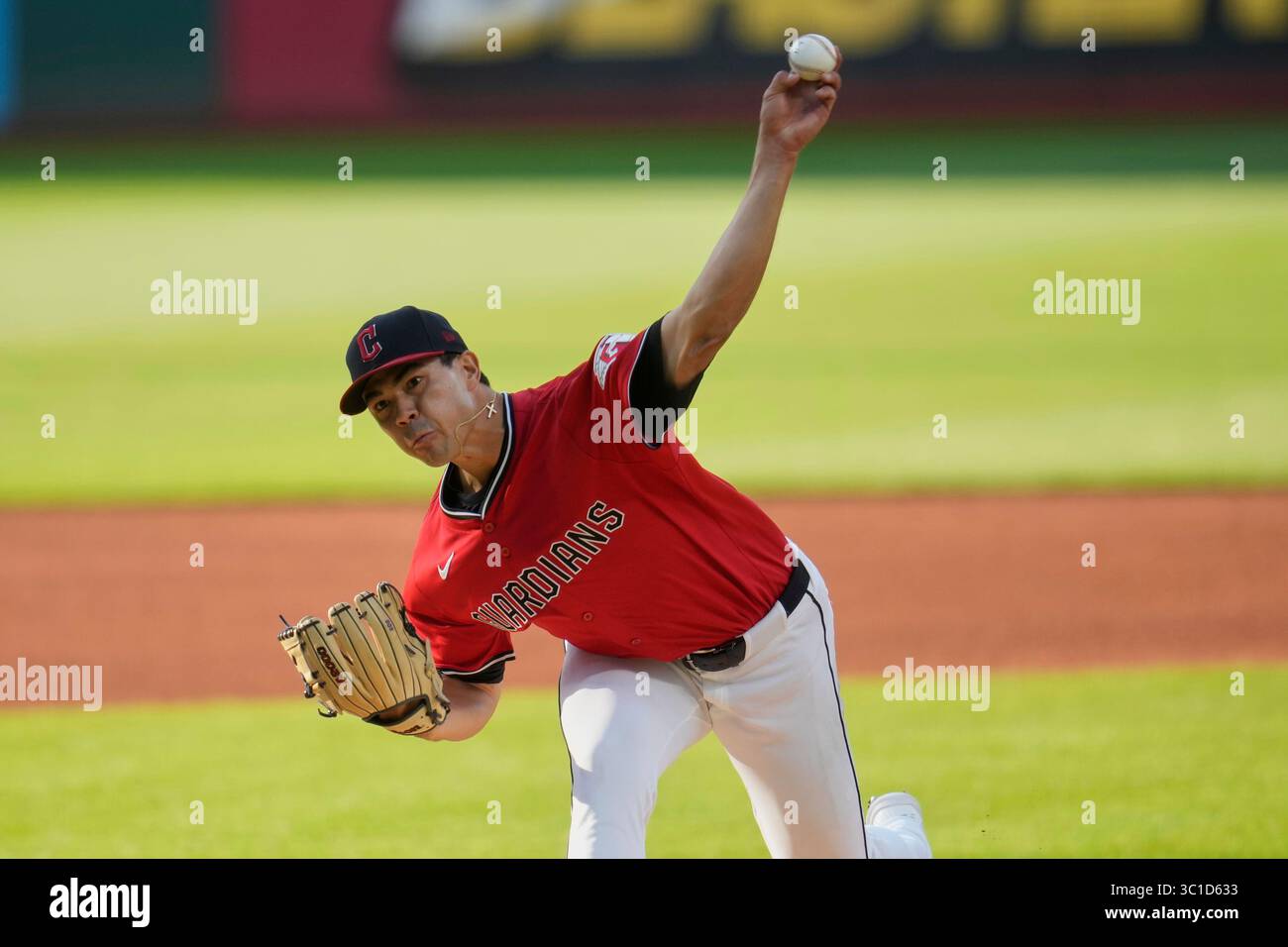 Cleveland Guardians' Joey Cantillo pitches in the second inning of a